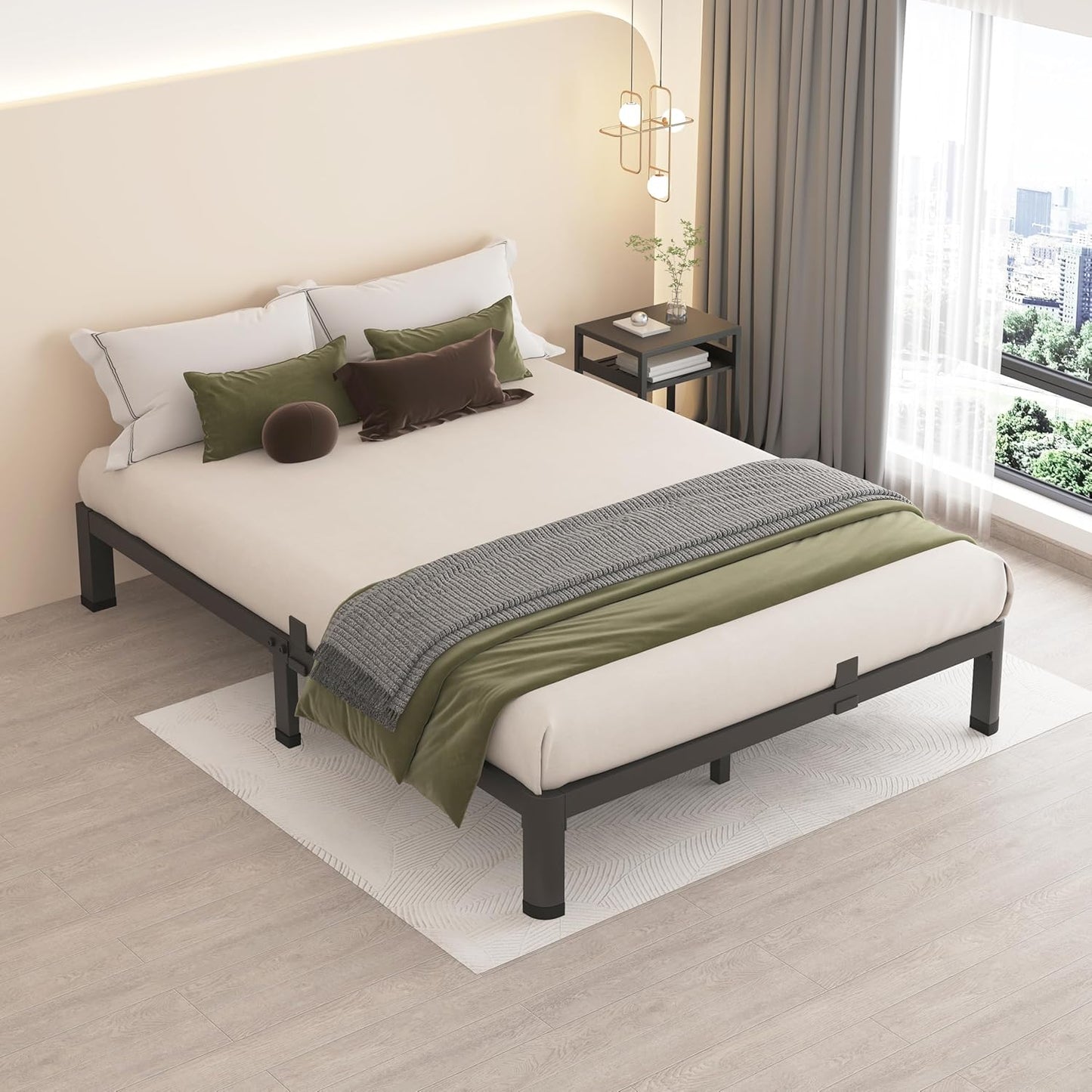 MAF 10 Inch Full Size Metal Platform Bed Frame with Round Corner Legs, 3000 LBS Heavy Duty Steel Slats Support, Noise Free, No Box Spring Needed, Easy Assembly