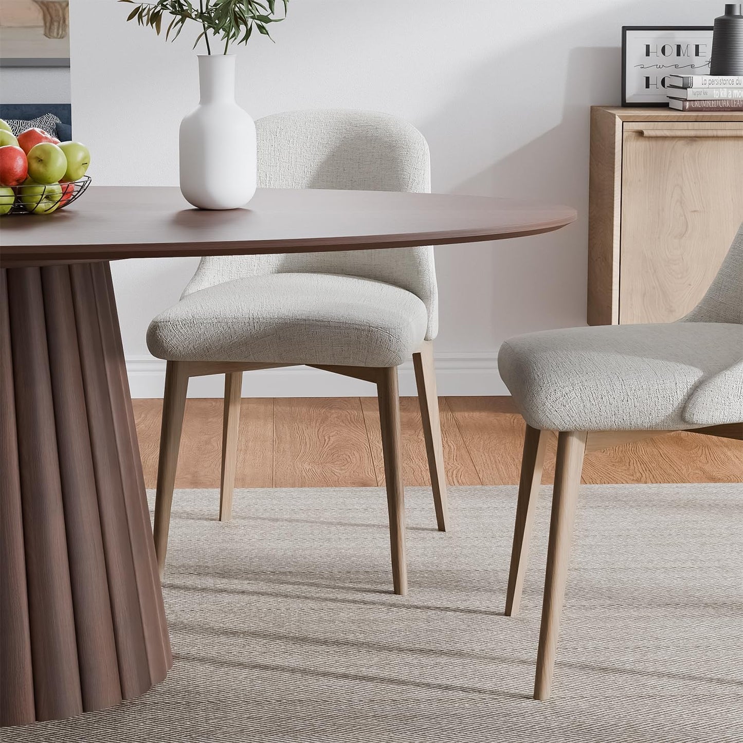 Casaphoria 67" Oval Dining Table, Modern Wood Kitchen Table with Cone Shaped Strip Convex Base for Living Room & Dining Room, Easy Assembly Farmhouse Furniture for 4-6, Walnut