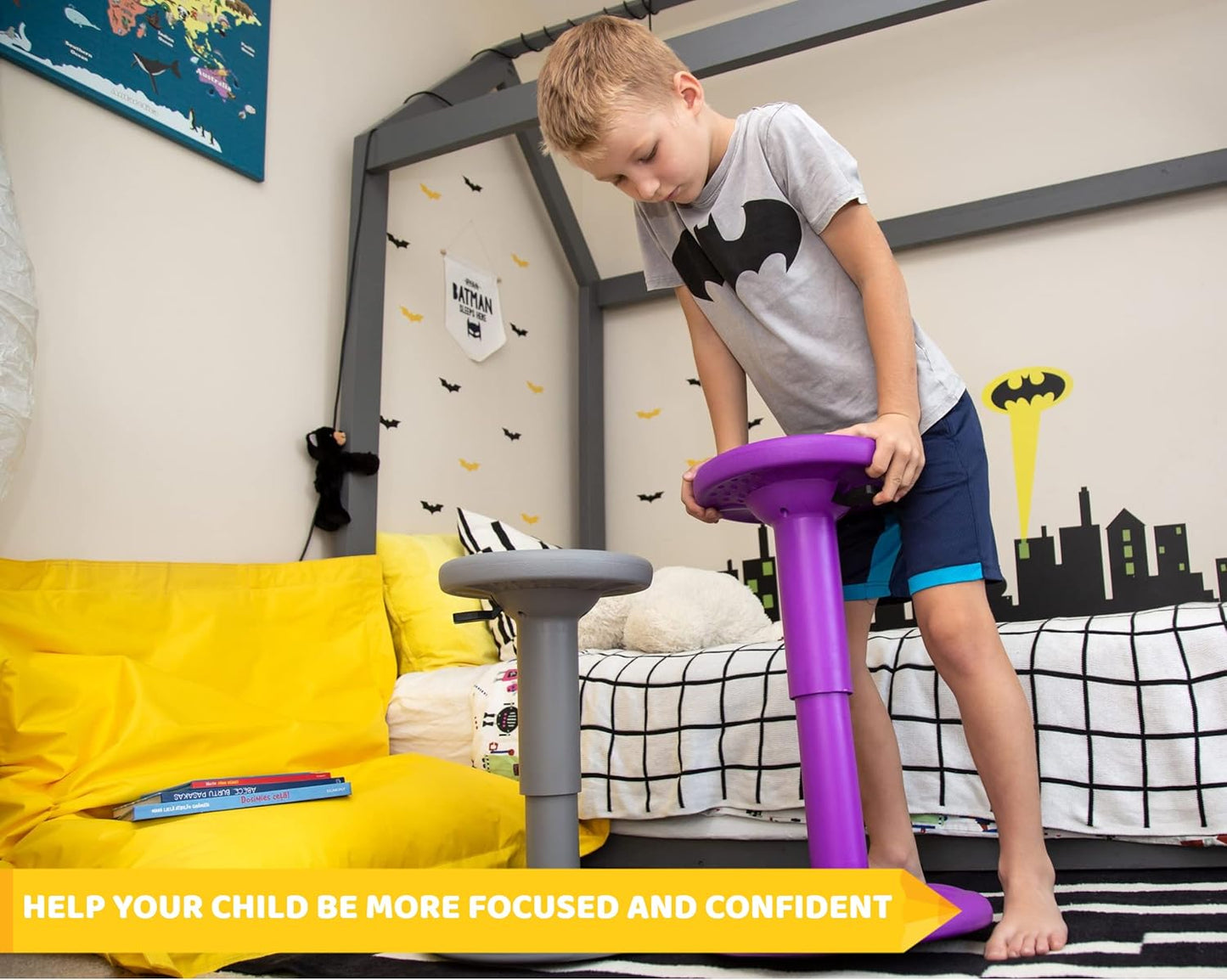 ActiveChairs Adjustable Wobble Stool, Flexible Classroom Seating, Improves Focus, Posture & Helps ADHD/ADD, Sensory Chair, Active Desk Chairs, Adjusts from 16.65" to 23.75", Ages 13-18, Purple