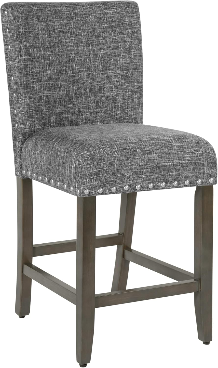 Homepop Home Decor | Nailhead Trim Counter Height Bar Stools | 24 Inch Bar Stools | Decorative Home Furniture (Slate Gray)