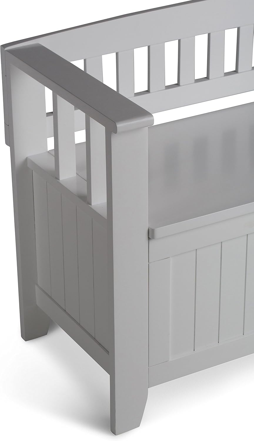 SIMPLIHOME Acadian Entryway Storage Bench - 48 inch Wide Solid Wood Hallway Seat in White, Transitional Bench for Entryway or Living Room with Lift-Up Lid and Spacious Storage