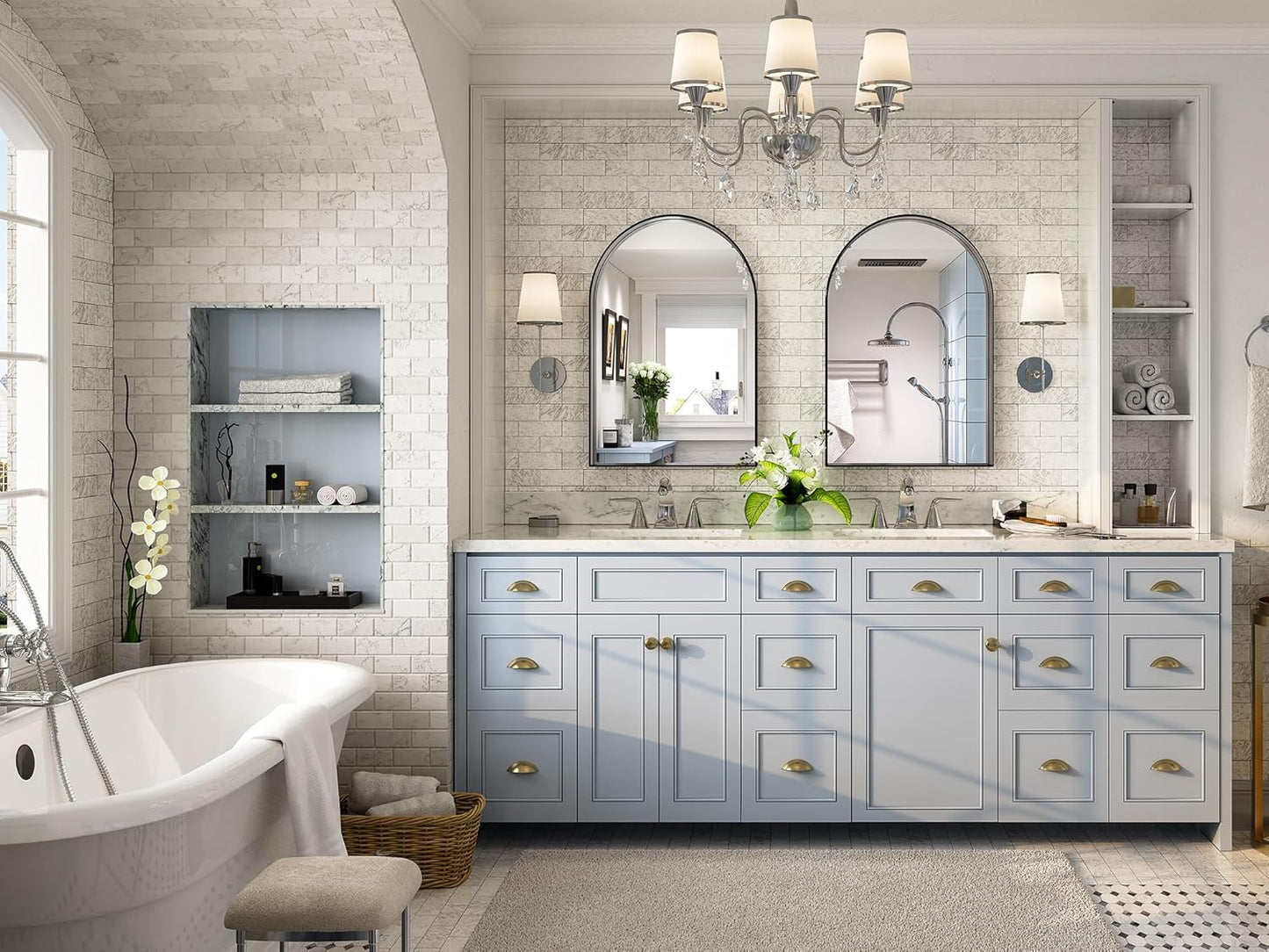 Brightify Arched Mirror, Arched Wall Mirror, 20 x 30 Inch Black Arch Mirror, Metal Frame Black Bathroom Mirror, Arched Top Bathroom Vanity Mirror for Living Room Bedroom Mantel Entryway Hallways