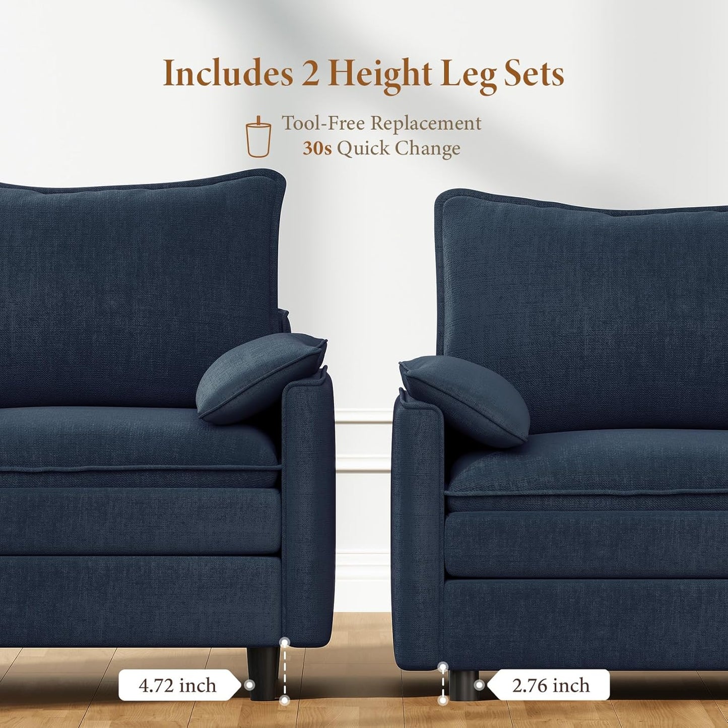 Vesgantti 40" Single Seat Sofa, Comfy Cloud Couch Deep Seat Upholstered Couch Chenille Modern Sofa with Armrest Pillow, Easy Assembly for Living Room, Bedroom and Apartment, Blue