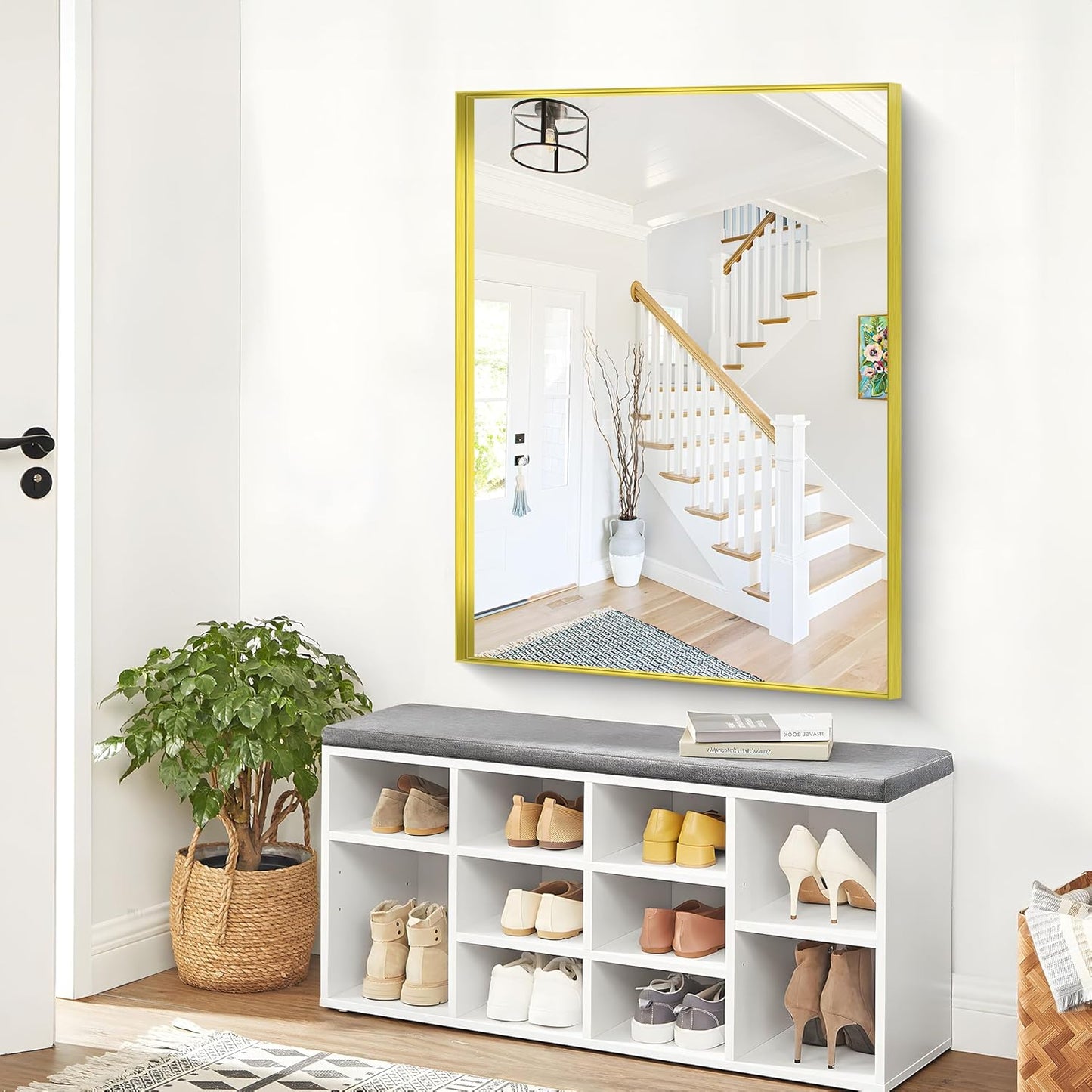 Gold Bathroom Mirror, 36x48 Inch Rectangular Framed Mirror, Large Wall Mounted Bathroom Vanity Mirror Over Sink for Bedroom,Restroom, Living Room, Hangs Vertically or Horizontally