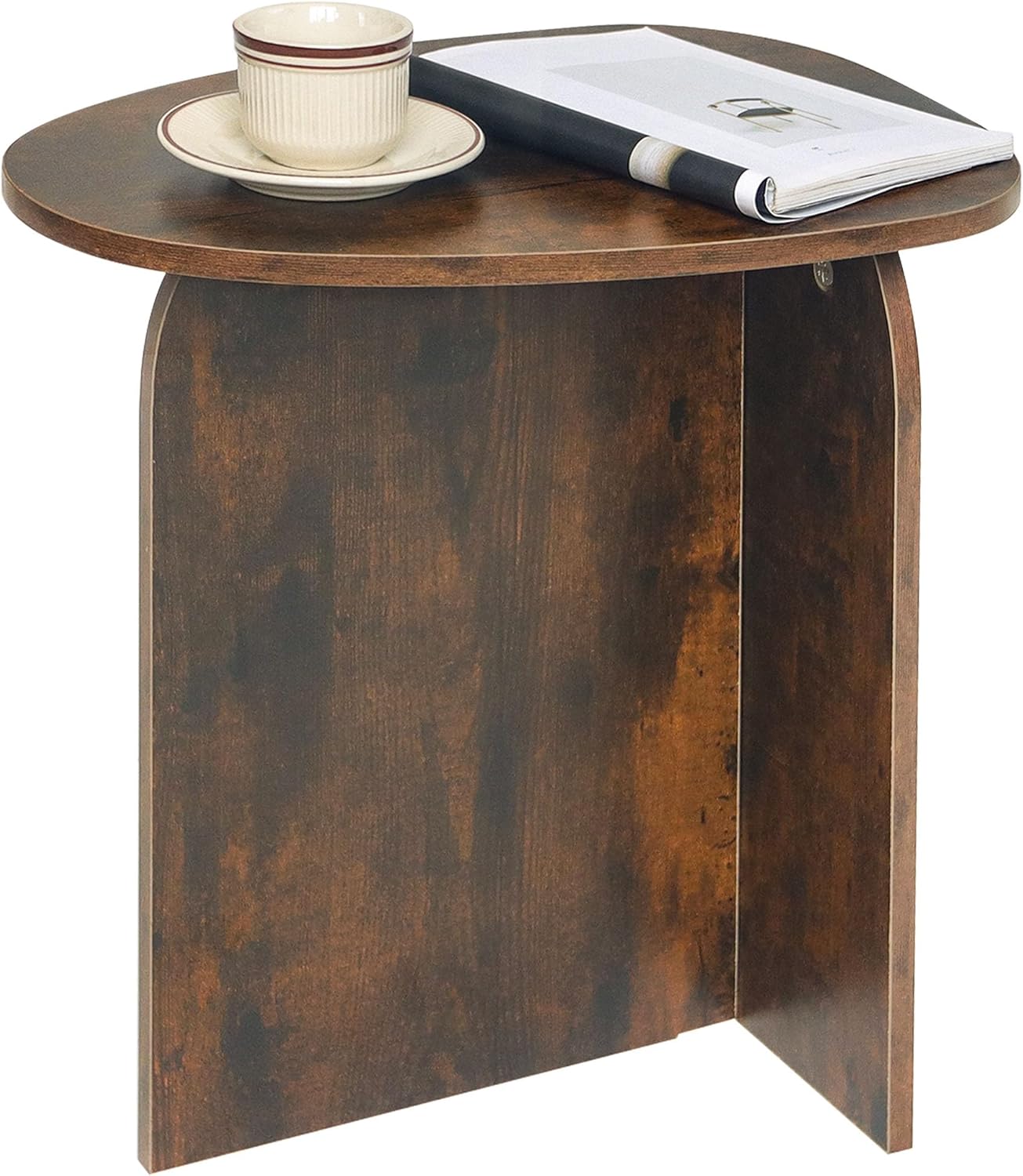 AWASEN Side Table, Small Triangle End Table Living Room, Modern Accent Table with Unique Tabletop, Mini Bedside Table for Small Spaces, Rustic Brown