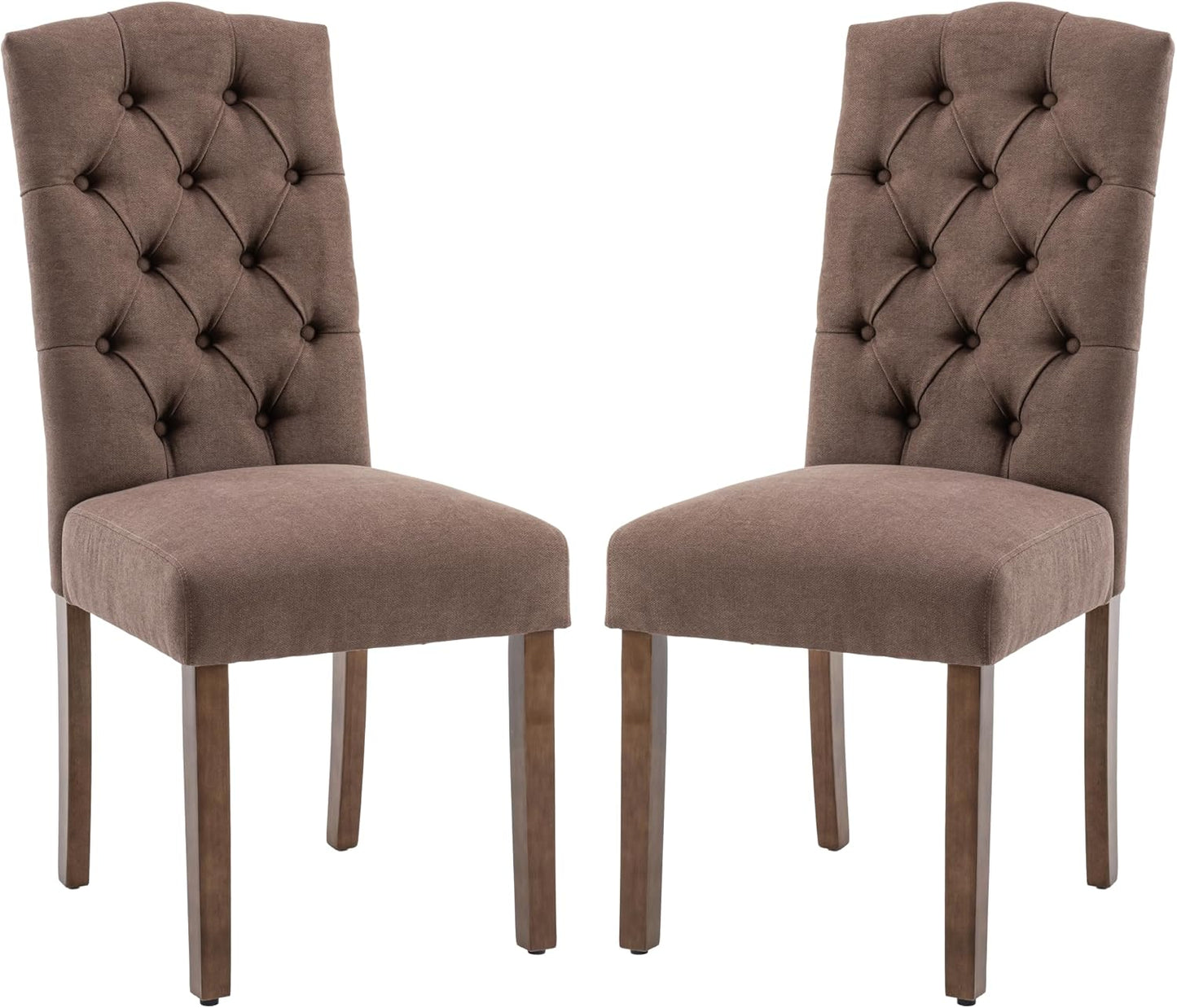 Tufted Upholstered Parsons Dining Chair Set Fabric Diner Accent Stylish Modern Kitchen Living Room with Button Sturdy Solid Wood Legs