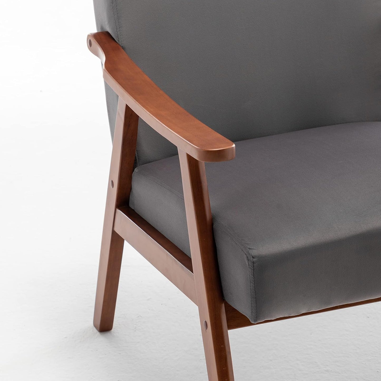 Container Furniture Accent Chair with Microfiber Upholstery and Solid Wood Frame, Classic Mid-Century Modern Living Room Furniture for Extra Seating, Grey