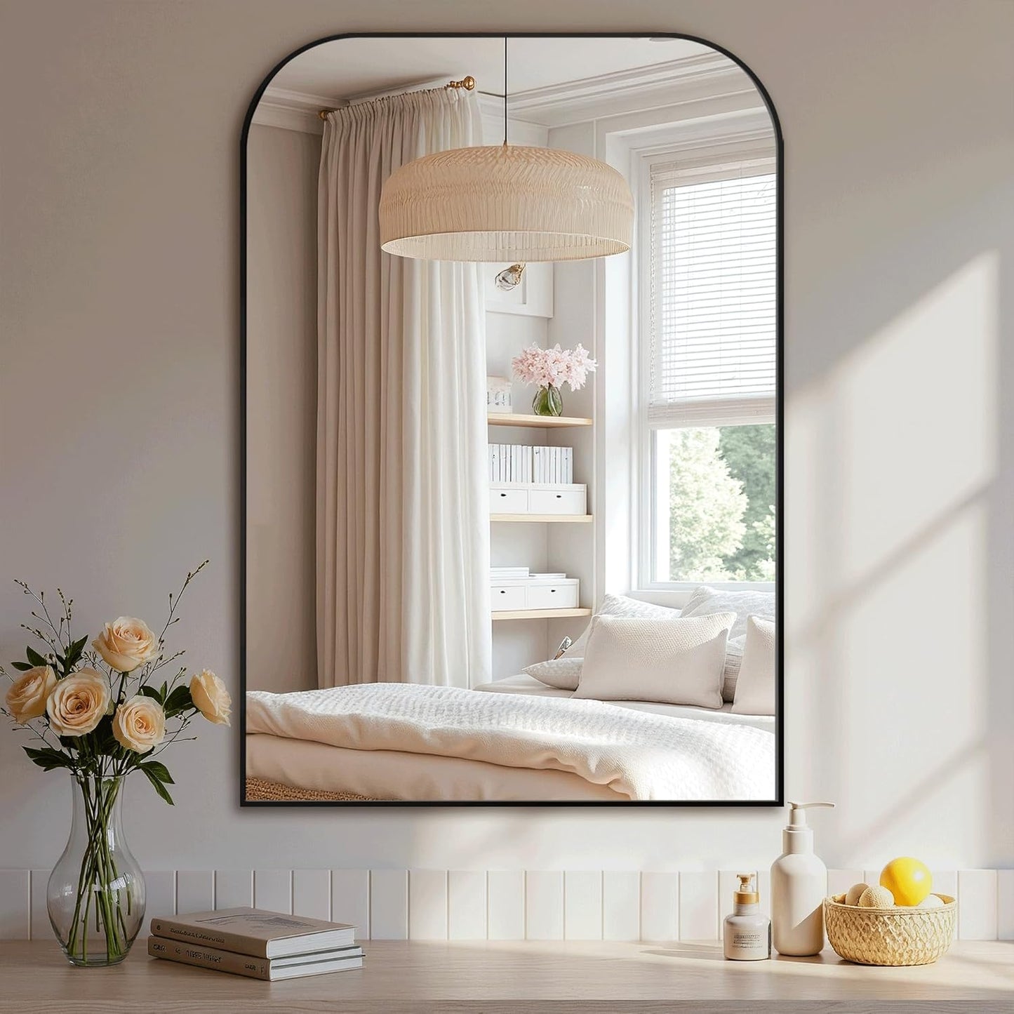 Bathroom Vanity Mirror,40" x 28" Black Metal Framed Wall Mirror for Over Sink, Living Room, Bedroom,Entryway Decor