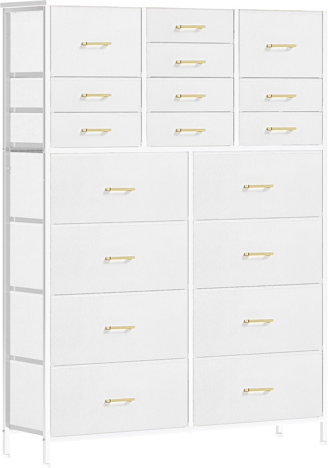 Large Dresser for Bedroom with 18 Drawers, Tall Fabric Storage Cabinet, Chest of Drawers for Closet, Nursery, Bedside, Living Room, Entryway, Hallway (White)