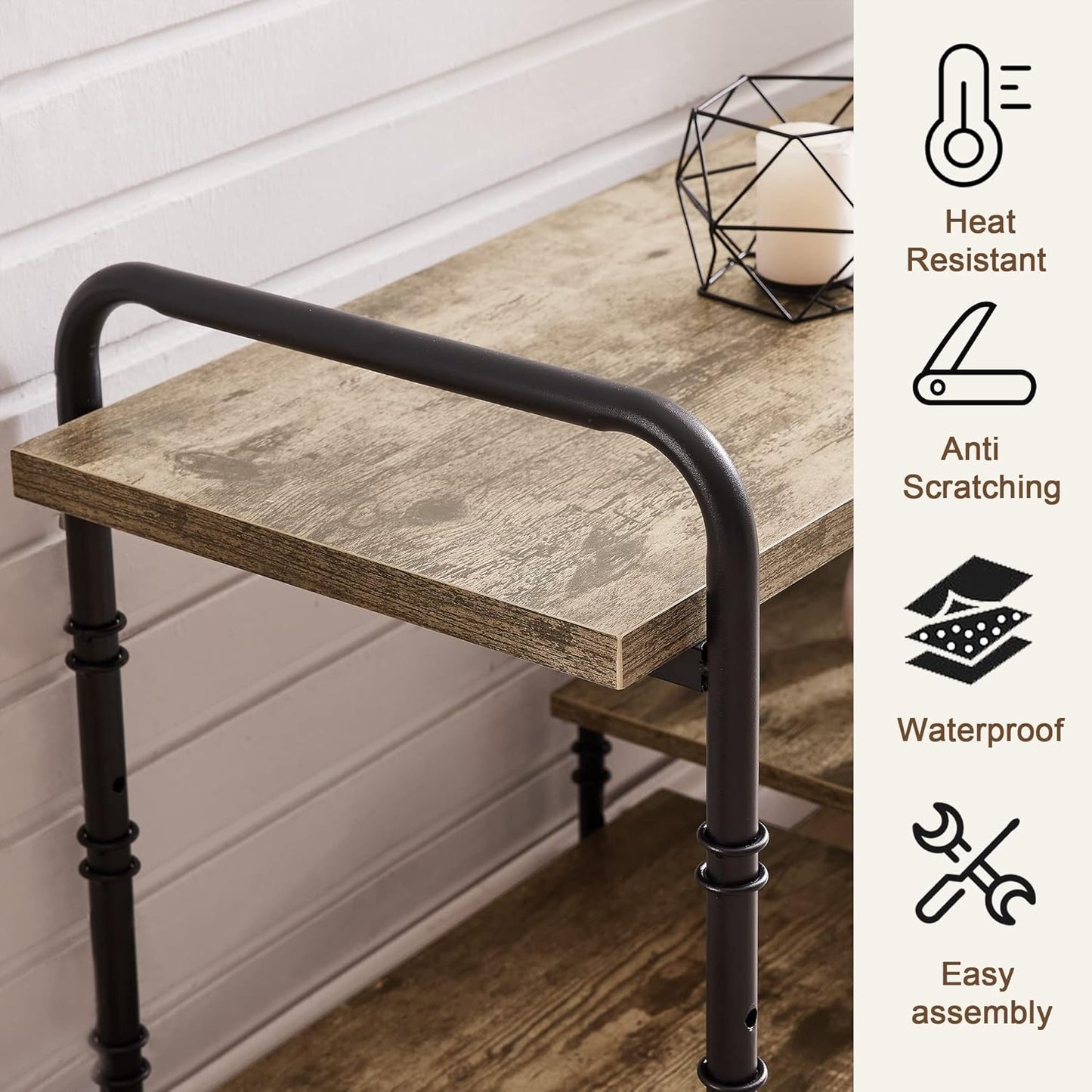 VECELO TV Stands for 55 Inch,Entertainment Center/Media Console Table with Adjustable Storage Shelves for Living Room/Bedroom,Grey