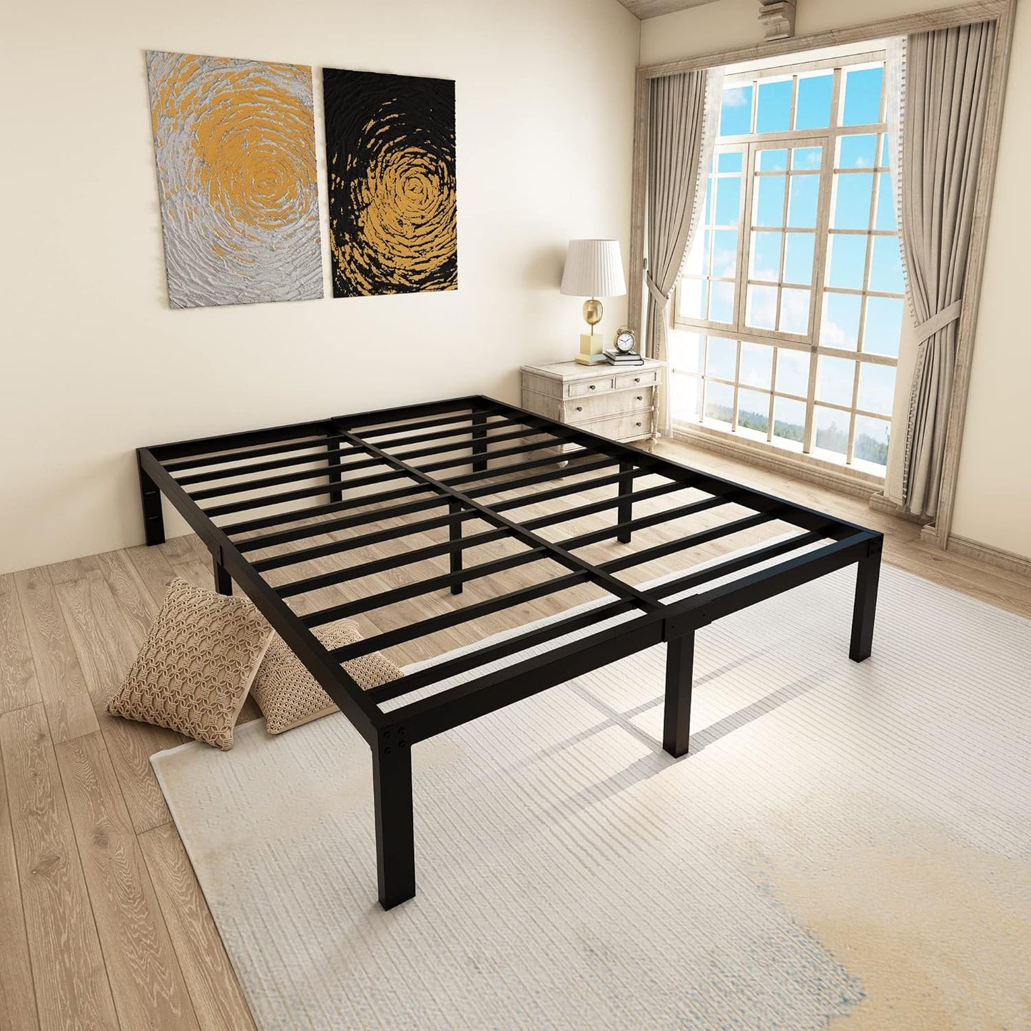 45MinST 14 Inch Reinforced Platform Bed Frame/3500lbs Heavy Duty/Easy Assembly Mattress Foundation/Steel Slat/Noise Free/No Box Spring Needed, Full