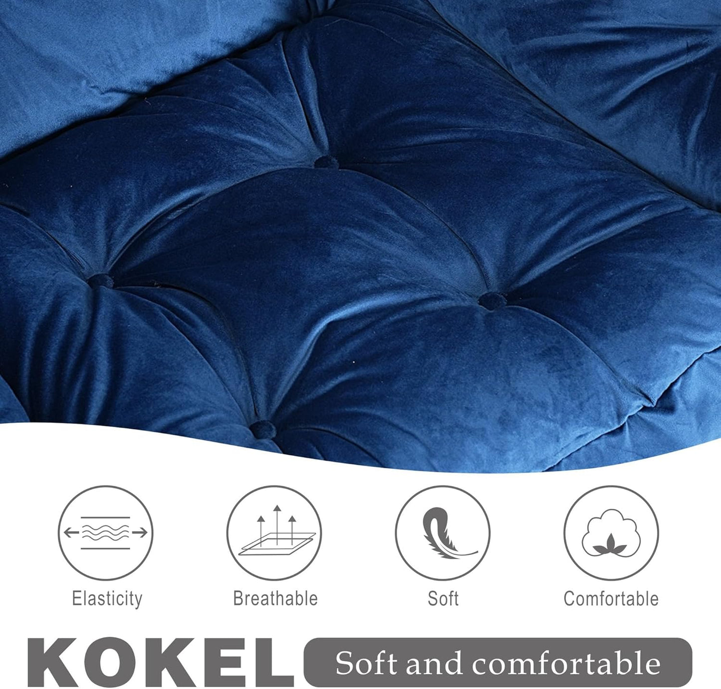 Lazy Chair with Folding Ottoman,Living Room Chairs, Accent Contemporary Lounge Chair, Single Steel Frame Leisure Sofa Chair with Armrests and A Side Pocket (Blue)