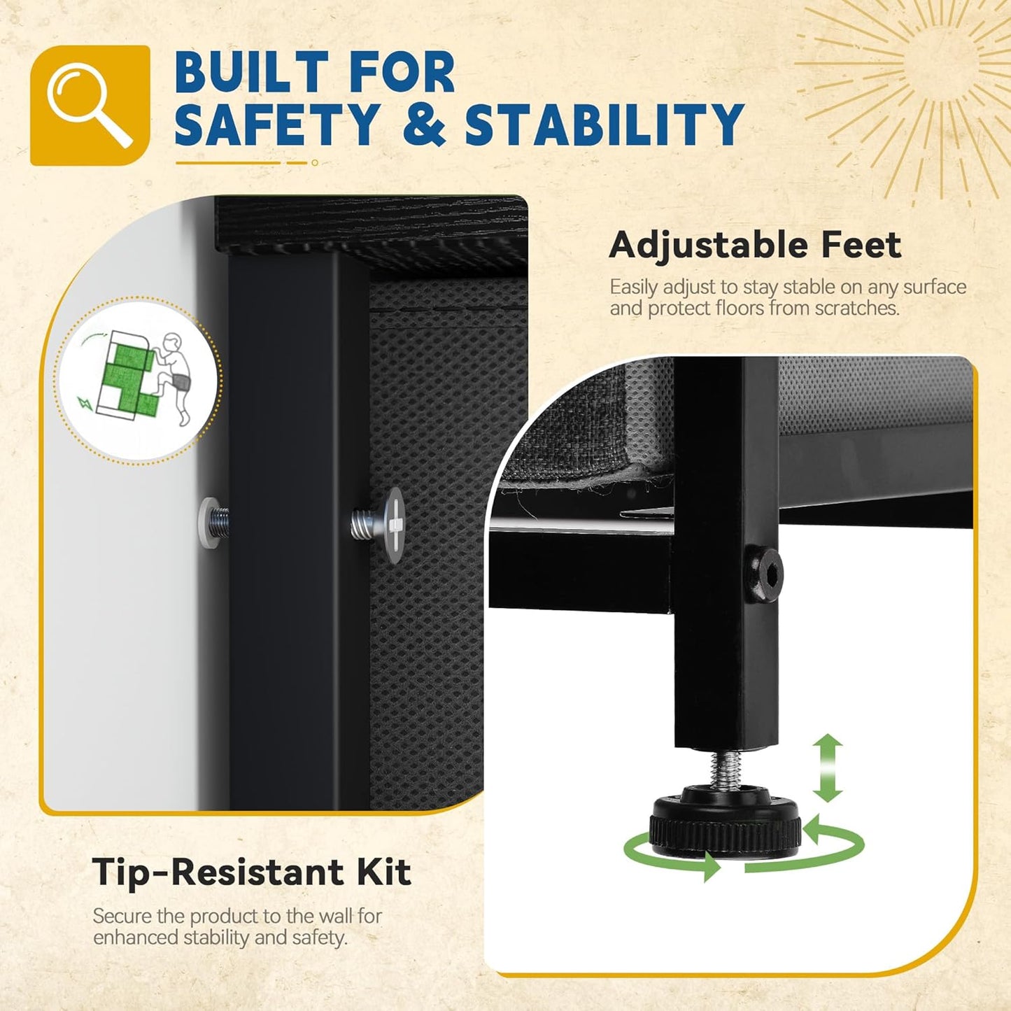 DWVO Dresser with 5 Drawers - Fabric Storage Tower, Organizer Unit for Bedroom, Living Room, Closets - Sturdy Steel Frame, Wooden Top (Black)