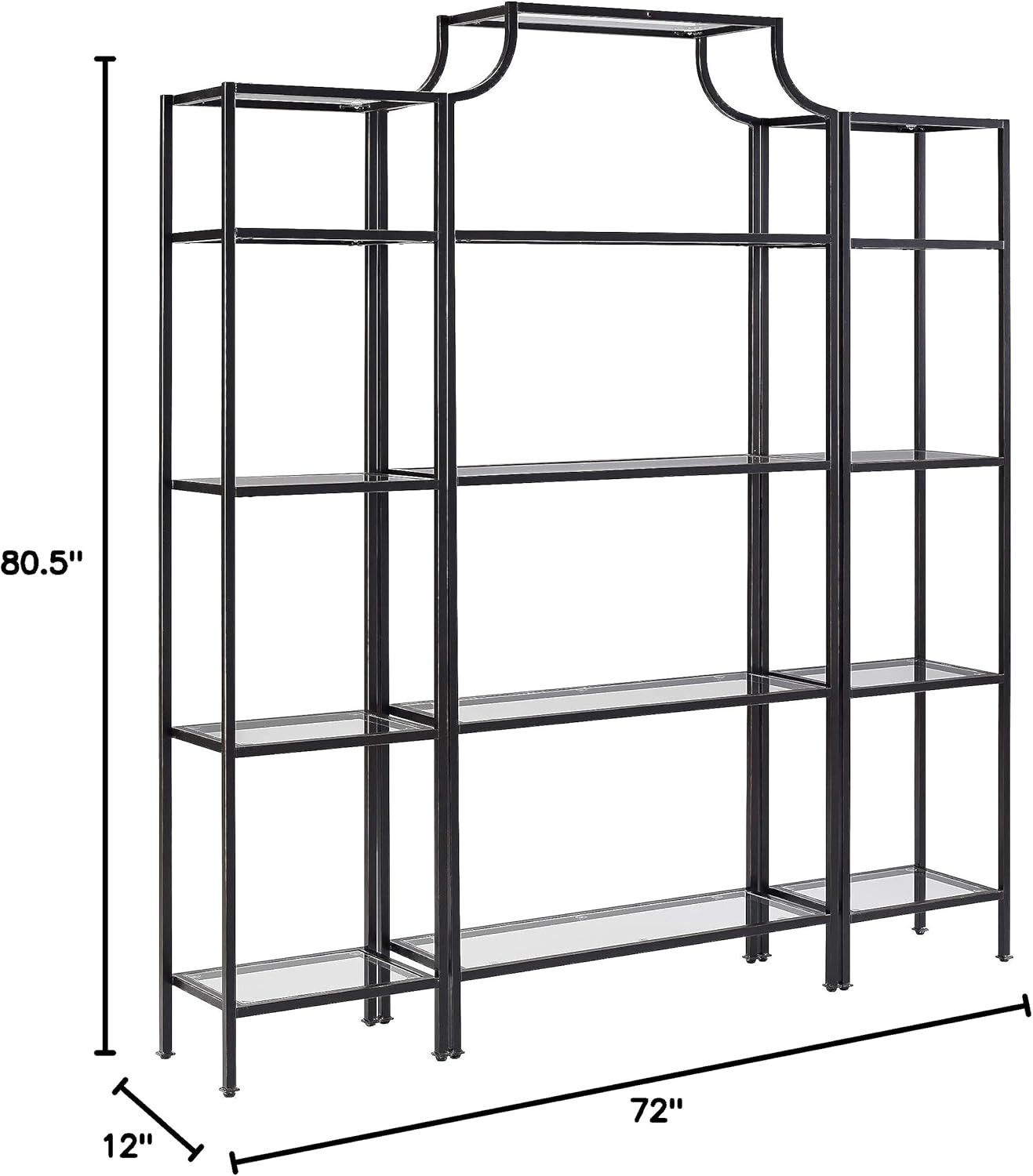 Crosley Furniture Aimee 3-Piece Bookshelf Set with Glass Shelves, Bookcase Storage, Oil-Rubbed Bronze