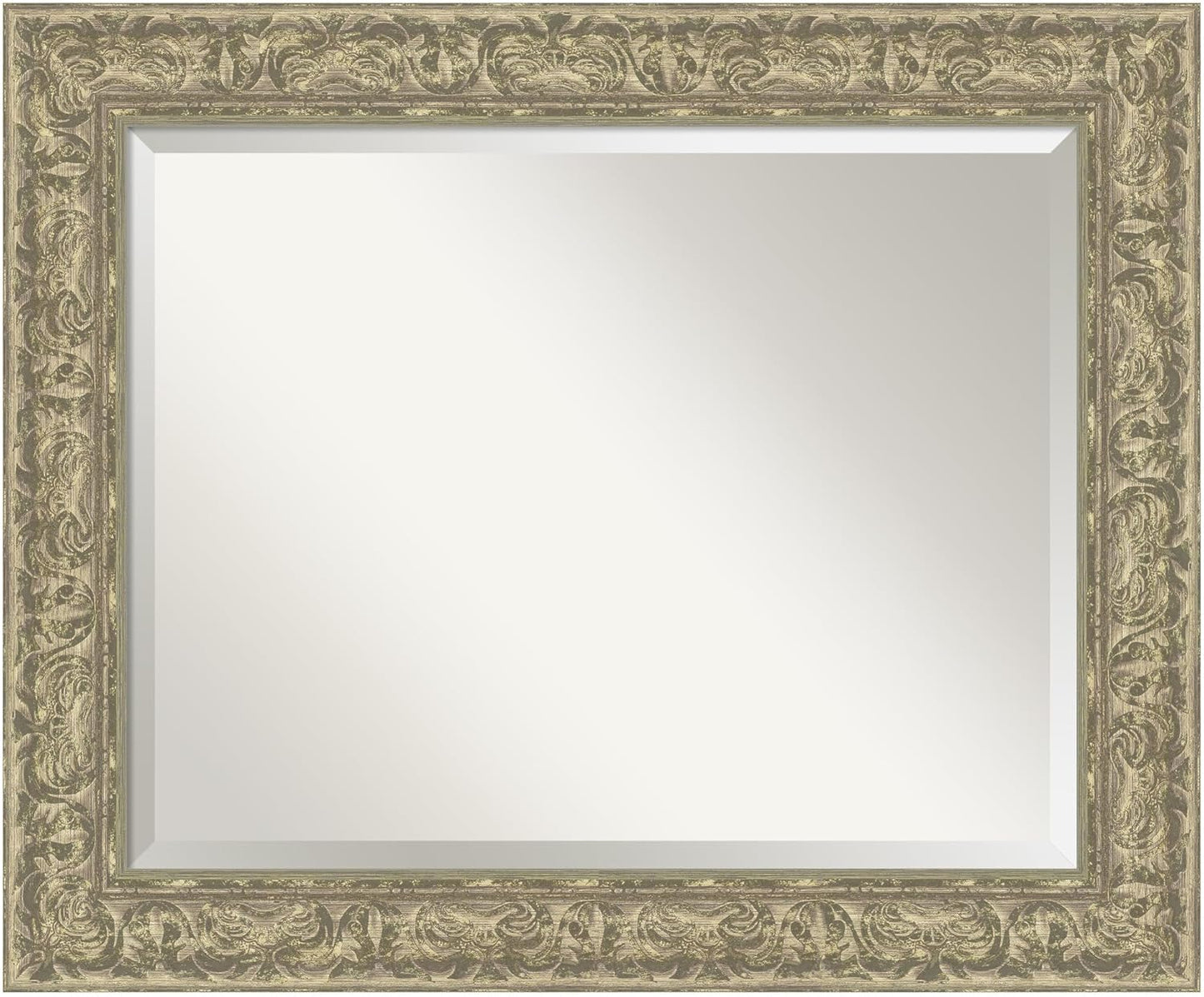 Amanti Art Silver Bathroom Mirror for Over Sink, 29x35 Luxe Antique Silver Rectangle Vanity Mirror, Large Traditional Frame, Hangs Horizonally and Vertically, Bathroom Wall Decor, Beveled Edge
