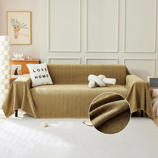 STACYPIK Wear-Resistant Chenille Yellow Sofa Cover, Couch Cover for Dogs, Washable Pets Protector for 3 Cushion Couch, Sofa Covers for Loveseat, Non-Slip Sectional Cover, Throw Blanket-71X134IN