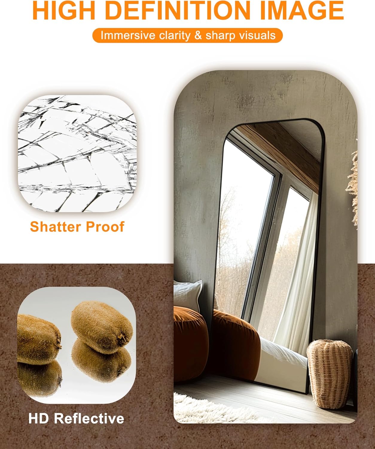 Delma Full Length Mirror, 56" x 25" Standing Large Floor Mirror with Aluminum Frame for Bedroom, Living Room,Bathroom