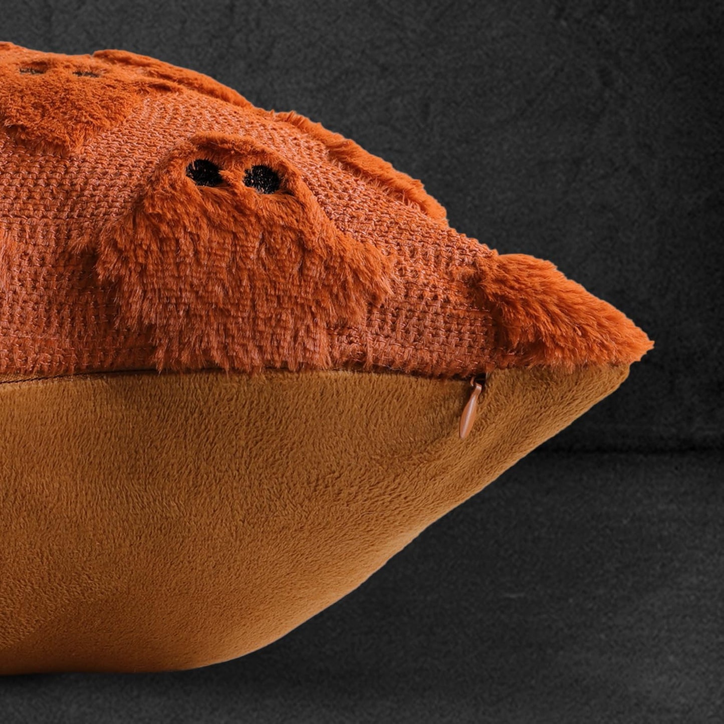 4TH Emotion Halloween Ghost Decorative Pillow Covers 18x18 Set of 2, Rust Red Soft Plush Faux Fur Farmhouse Throw Cushion Cases for Fall Autumn Holiday Home Decorations