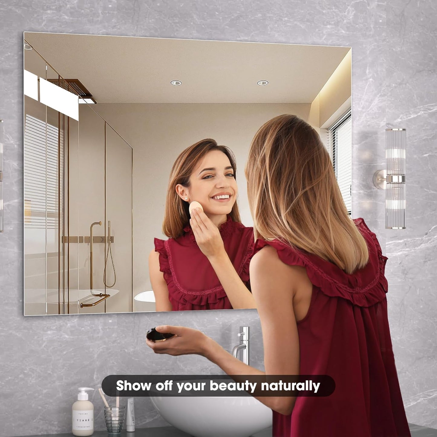 Hasipu Bathroom Mirror for Wall Vanity Mirror 20"x28"-2pcs, Frameless Mirror for Bathroom Sink, Rectangle Modern Horizontal or Vertical