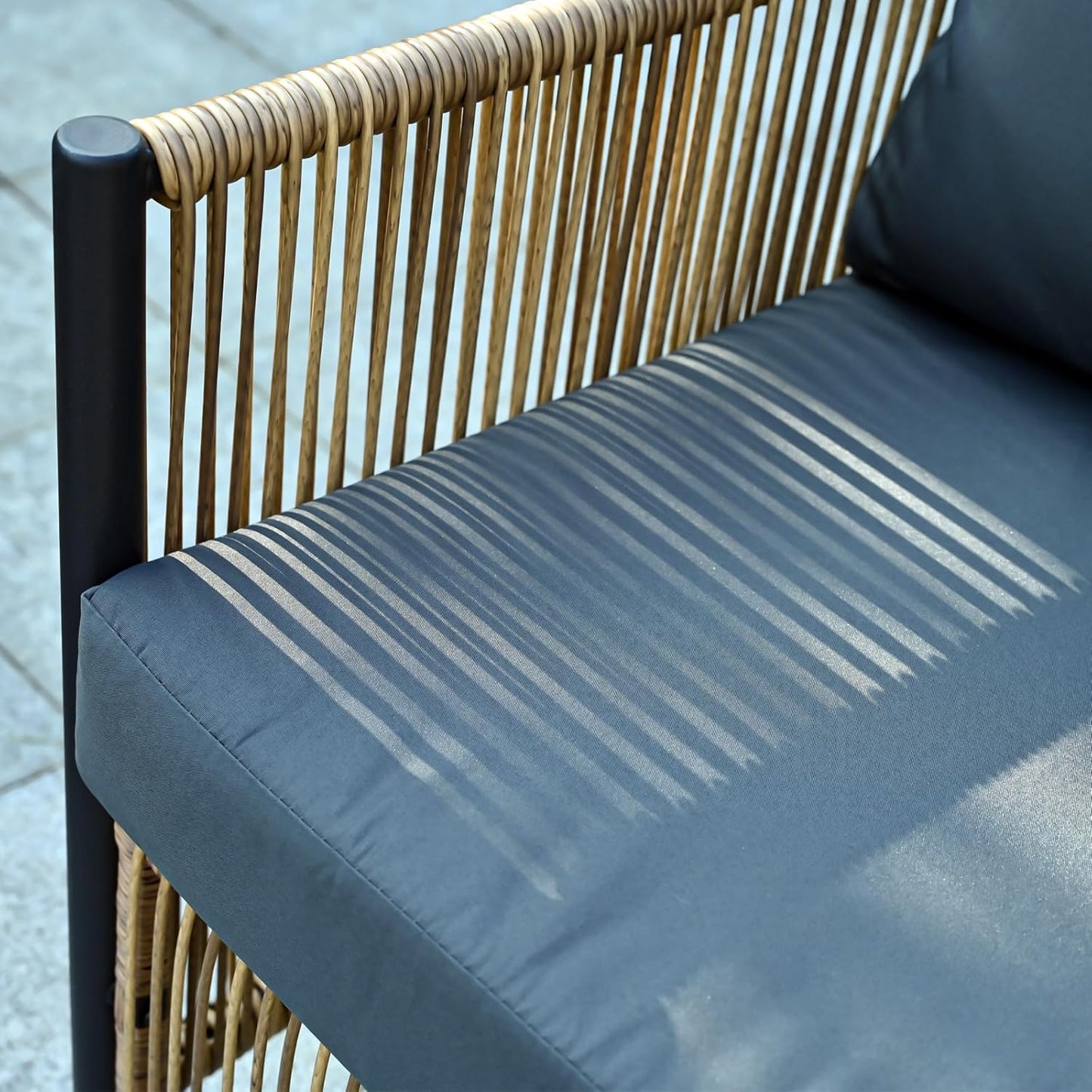 Outdoor Wicker 2 Seater Sofa Set with Cushion and Coffee Table,Loveseat Patio Conversation Set W/Metal Frame,Removable Cover & Rattan Design,Waterproof & Easy Assembly for Backyard,Patio,Gray