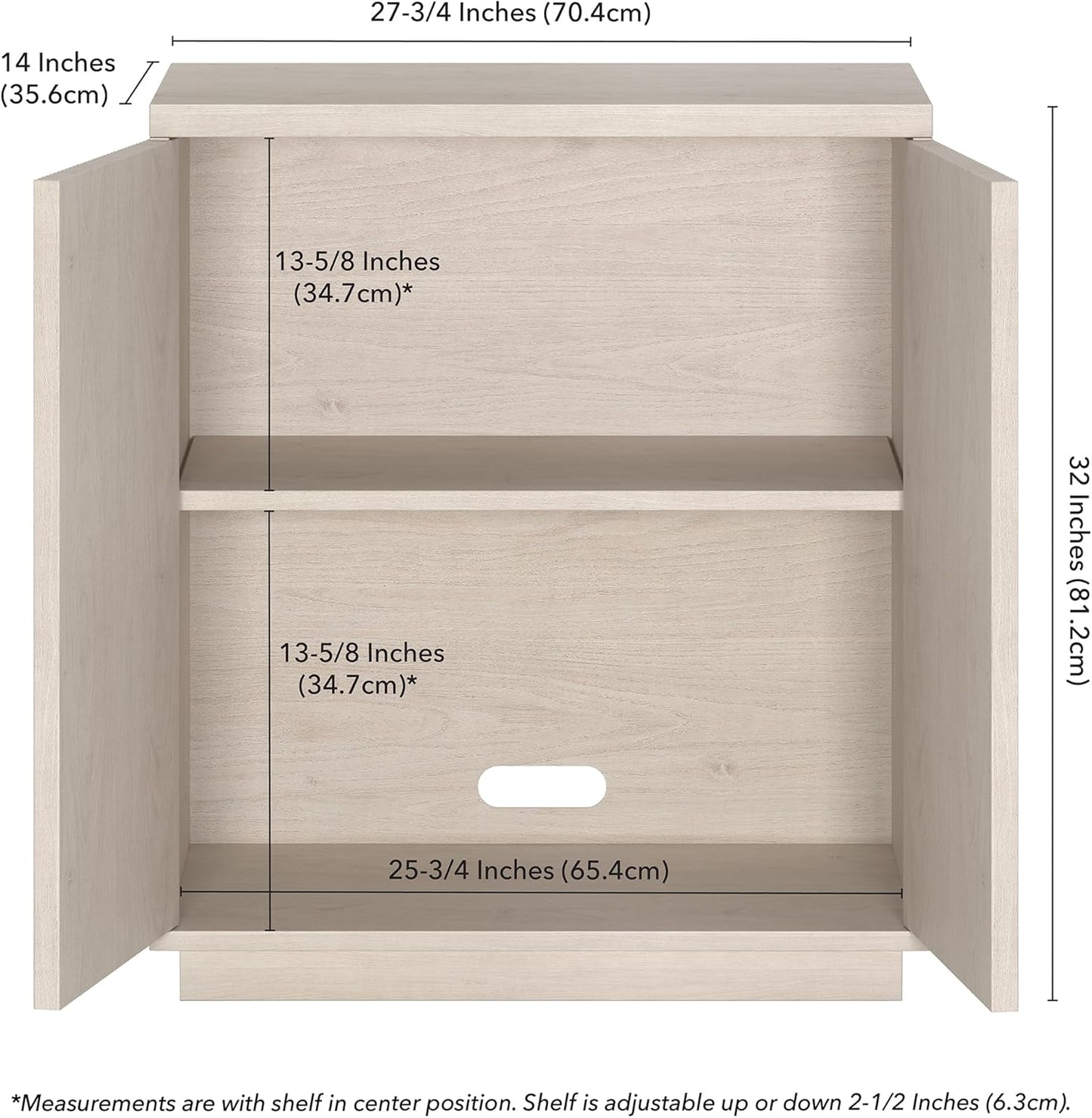 Henn&Hart Alston Accent Cabinet, 28" Wide, Alder White