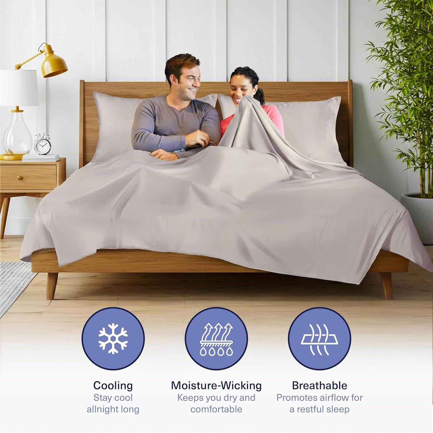 Kickoff Viscose Bamboo Sheets Twin Size 3-pc 100% Organic Bamboo Viscose Bed Cooling Sheets Twin Size Set Cool Bedding for hot Sleepers Sheet, Flat, Fitted, Pillowcase (Dove Grey, T)