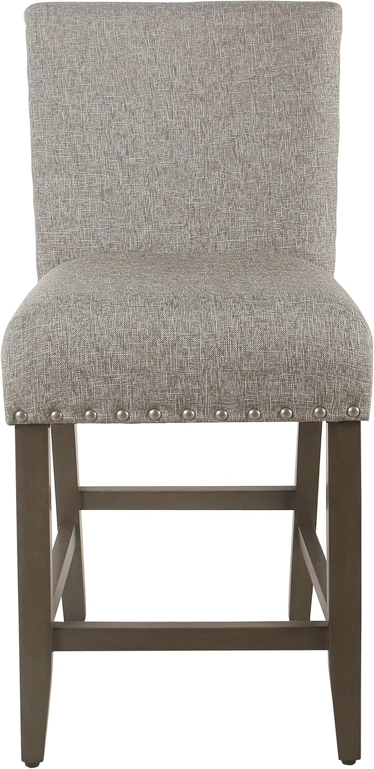 Homepop Home Decor | Backless Nailhead Trim Counter Height Bar Stools | 24 Inch Bar Stools | Decorative Home Furniture (Sterling Gray)