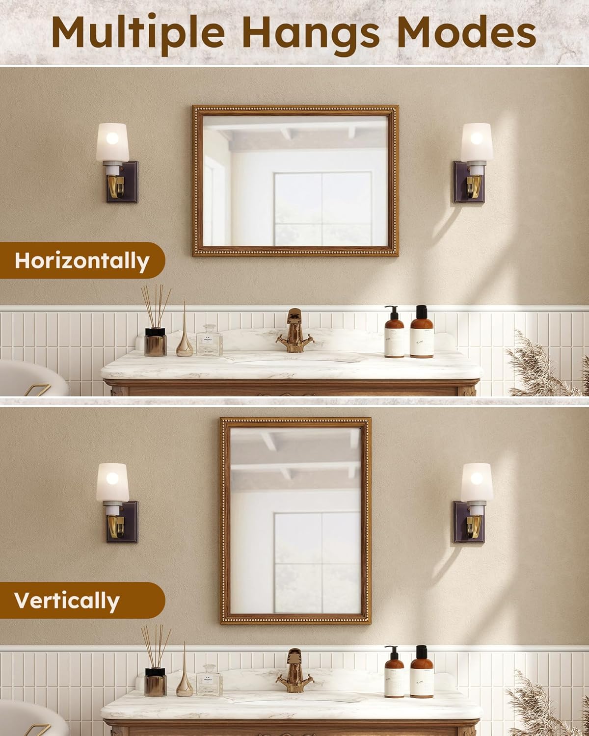 Axeman 22x30 Wood Wall Mirror, Rustic Bathroom Mirror, Vintage Wall Mounted Mirror Tempered Glass with Beaded Wooden Frame for Farmhouse Living Room Vanity Bedroom Entryway, Bronze