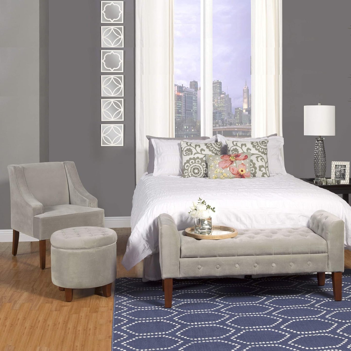 HomePop Swoop Arm Accent Chair, Velvet Grey