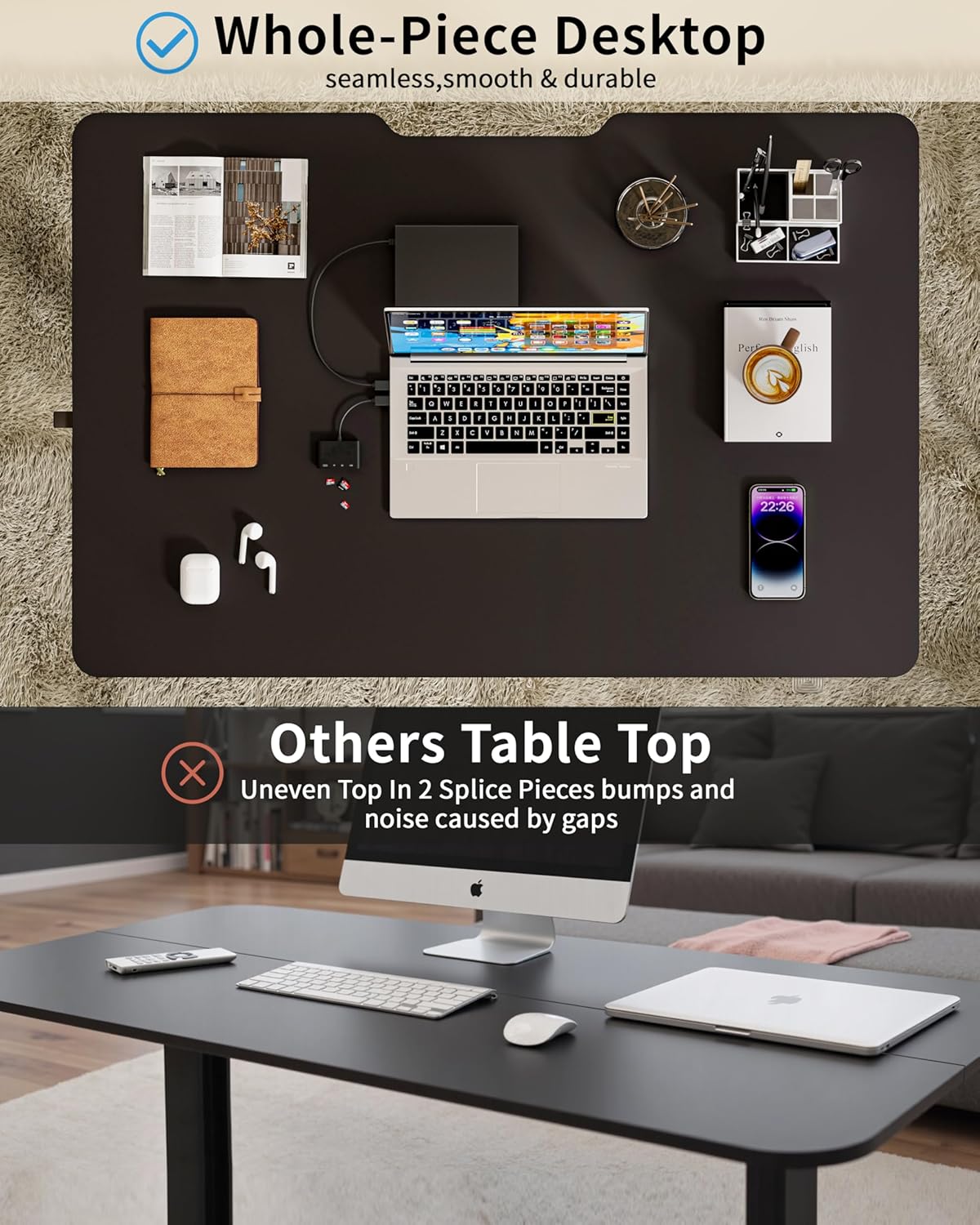 Okin Small Electric Standing Desk, 40" x 24" Whole Piece Height Adjustable Black Sit to Stand Desk Computer Workstation for Home Office