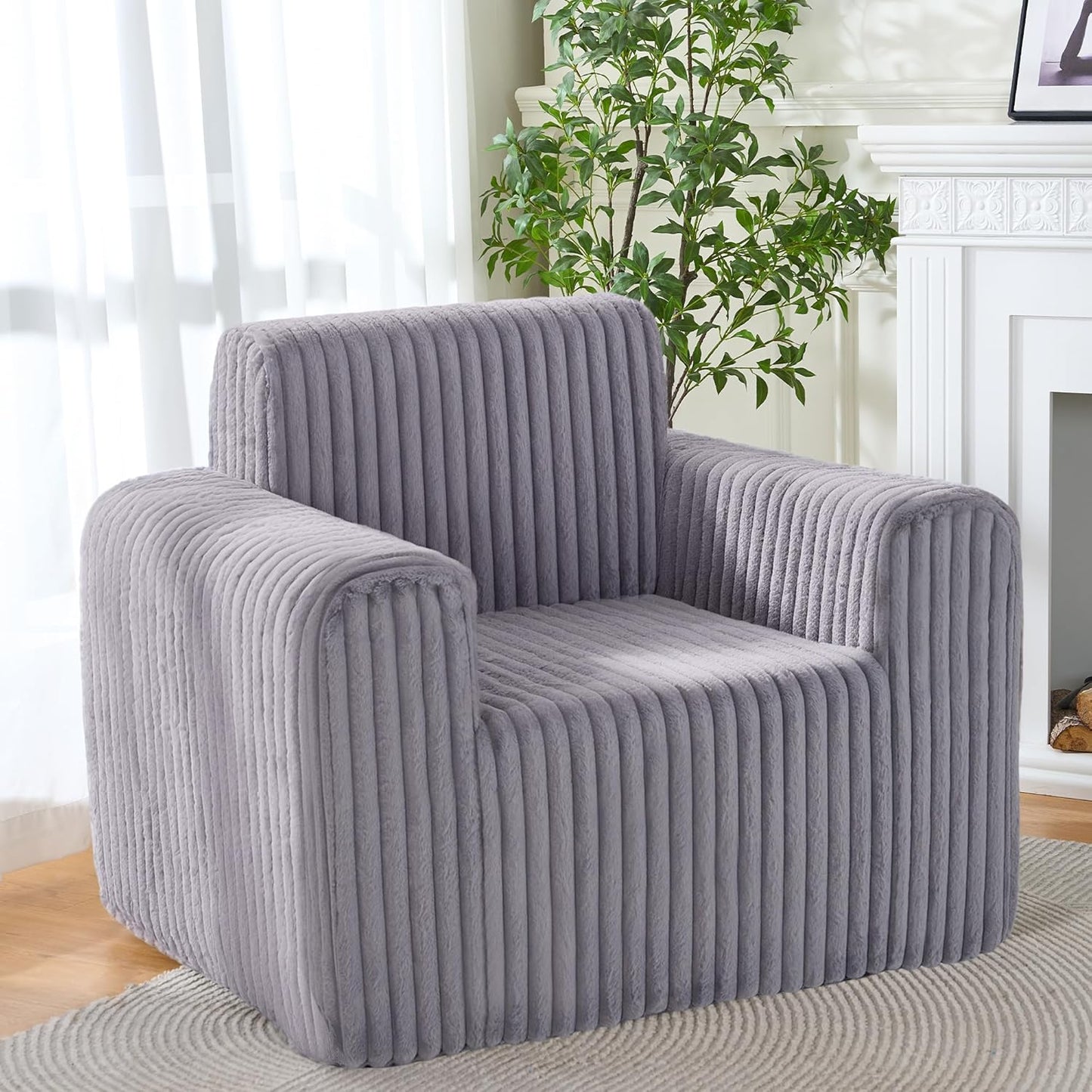 HABUTWAY Giant Bean Bag Chairs for Adults with Armrests, High Backrest Bean Bag Lounge Lazy Sofa with Durable Elastic Foam Filling & Comfy Fabric, Single Couch for Bedroom/Dorm/Living Room(Grey)