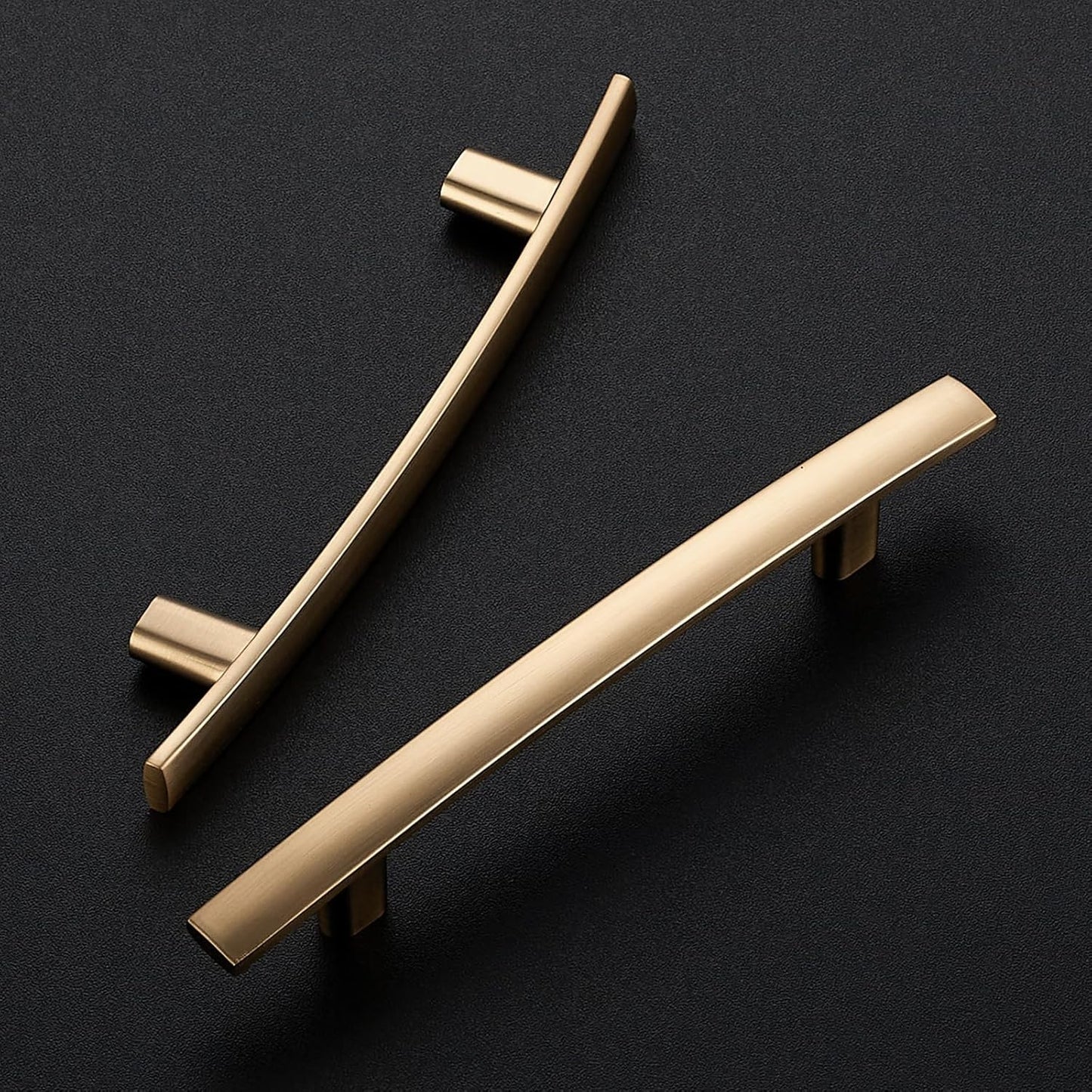 25 Pack Cabinet Handles 3.75" Hole Center - Curved Cabinet Pulls Champagne Bronze Drawer Pulls for Kitchen Cupboard Solid Handles for Dresser Drawer Arch Closet Hardware