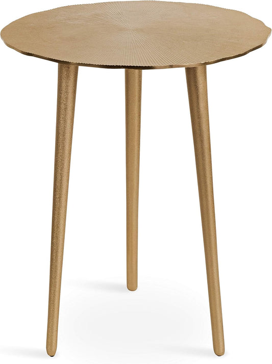 Kate and Laurel Sancia Modern Side Table, 15 x 15 x 20, Gold, Sand Casted Iron Table for Display and Storage
