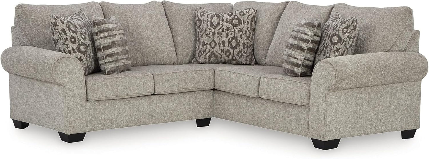 Signature Design by Ashley Claireah Casual L-Shaped 2-Piece Sectional with Loose Seat Cushions and 5 Accent Pillows, Beige