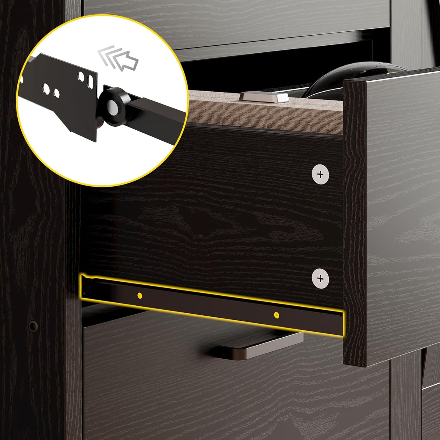 IRONCK Bookshelf with Door and 3 Drawers, 71in Tall Bookcase Shelf with 3-Tier Shelves, for Bedroom Living Room Entrance Hallway Home Office