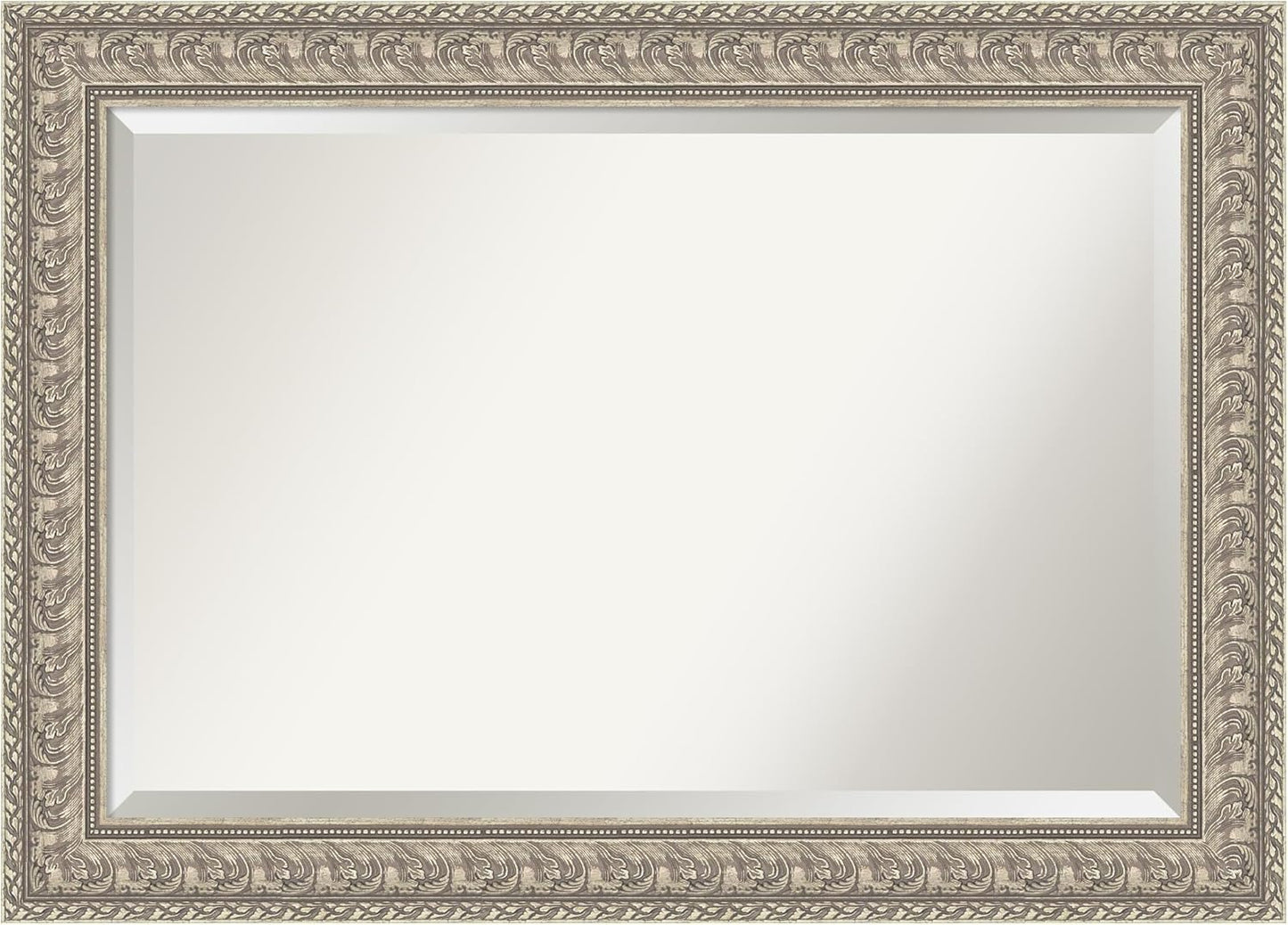 Amanti Art Silver Bathroom Mirror for Over Sink, 31x43 Sydney Silver Rectangle Vanity Mirror, Large Traditional Frame, Hangs Horizonally and Vertically, Bathroom Wall Decor, Beveled Edge