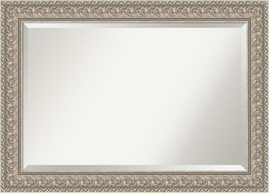 Amanti Art Silver Bathroom Mirror for Over Sink, 31x43 Sydney Silver Rectangle Vanity Mirror, Large Traditional Frame, Hangs Horizonally and Vertically, Bathroom Wall Decor, Beveled Edge