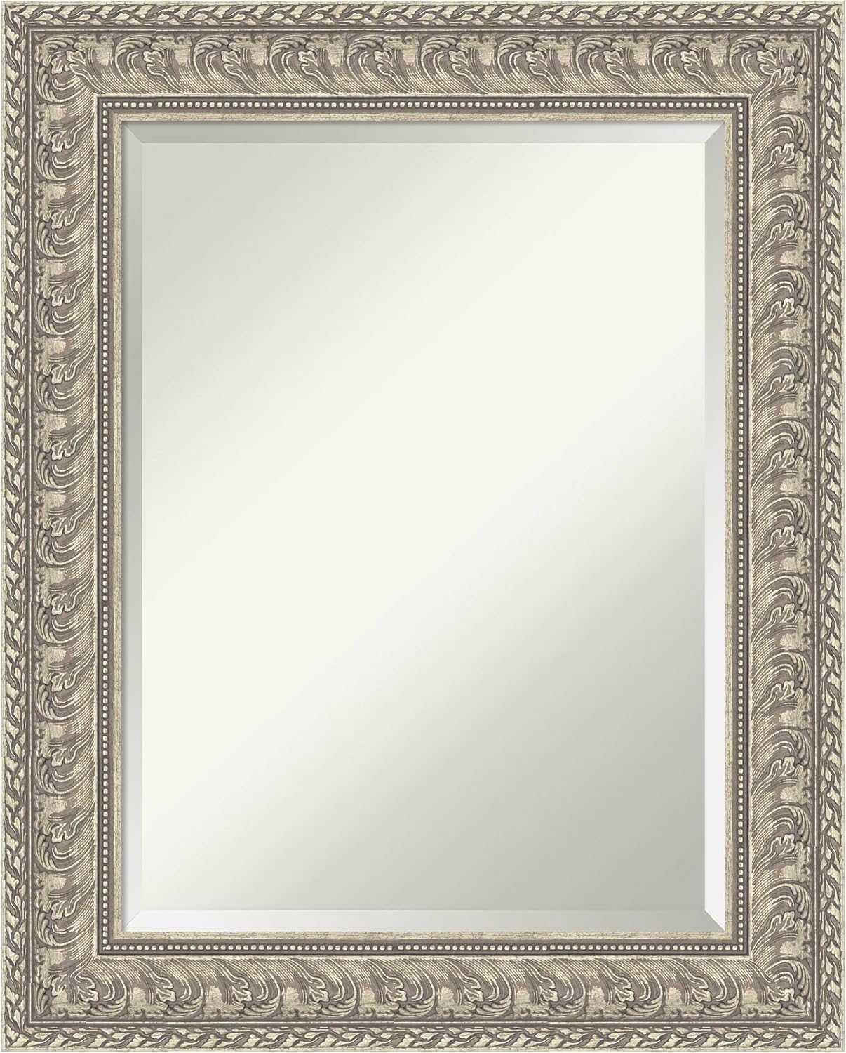 Amanti Art Silver Bathroom Mirror for Over Sink, 31x25 Sydney Silver Rectangle Vanity Mirror, Medium Traditional Frame, Hangs Horizonally and Vertically, Bathroom Wall Decor, Beveled Edge