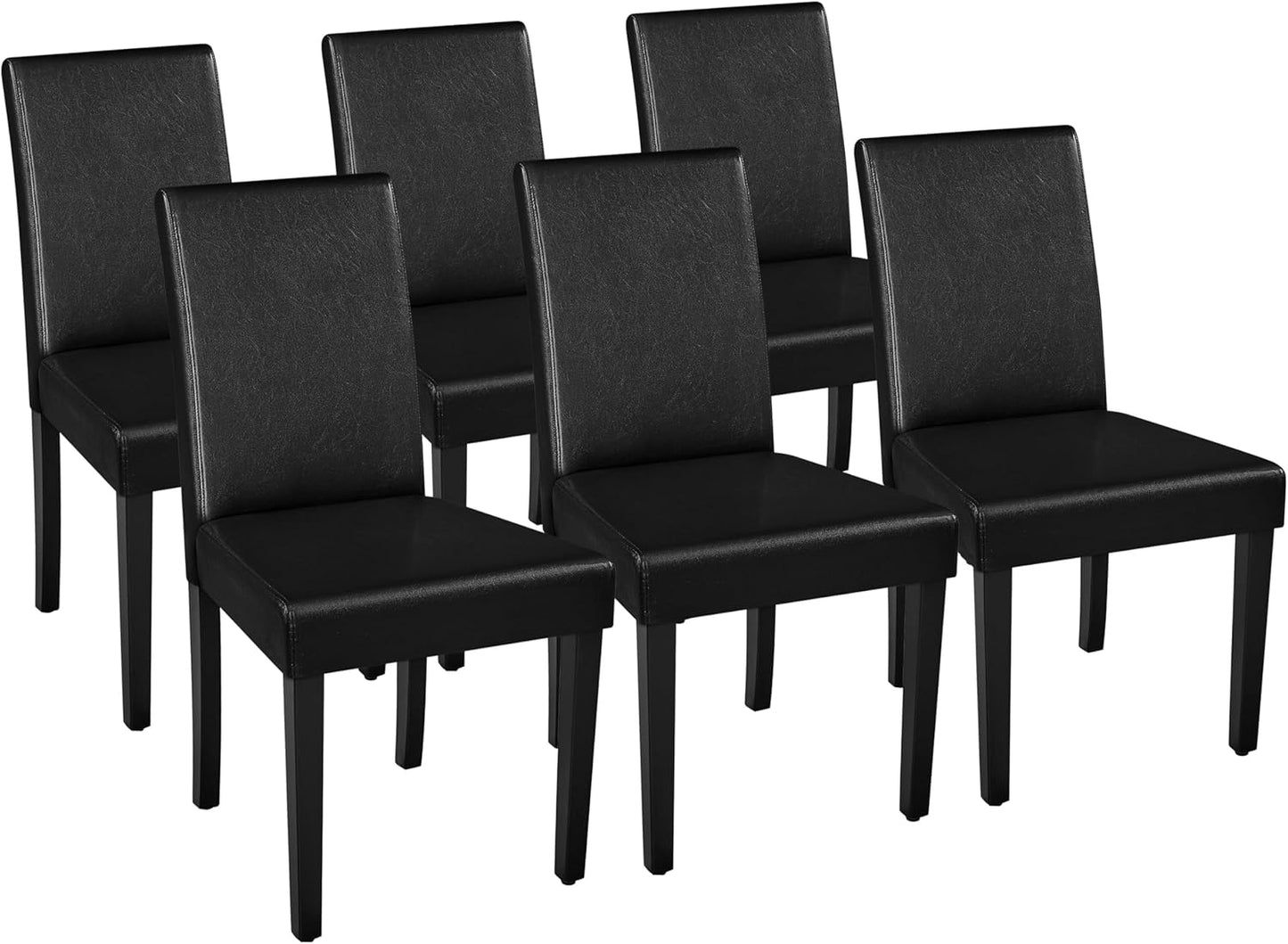 Yaheetech Dining Chairs Set of 6 Faux Leather Modern Dining Room Chairs with Rubberwood Legs and Padded Seat for Kitchen/Living Room/Restaurant, Black