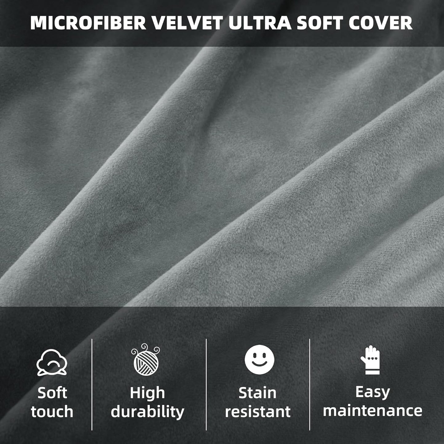 HABUTWAY Bean Bag Chair 3Ft Luxurious Velvet Ultra Soft Fur with High Rebound Memory Foam Bean Bag Chairs for Adults Plush Lazy Sofa with Fluffy Sponge 3' (Light Grey)