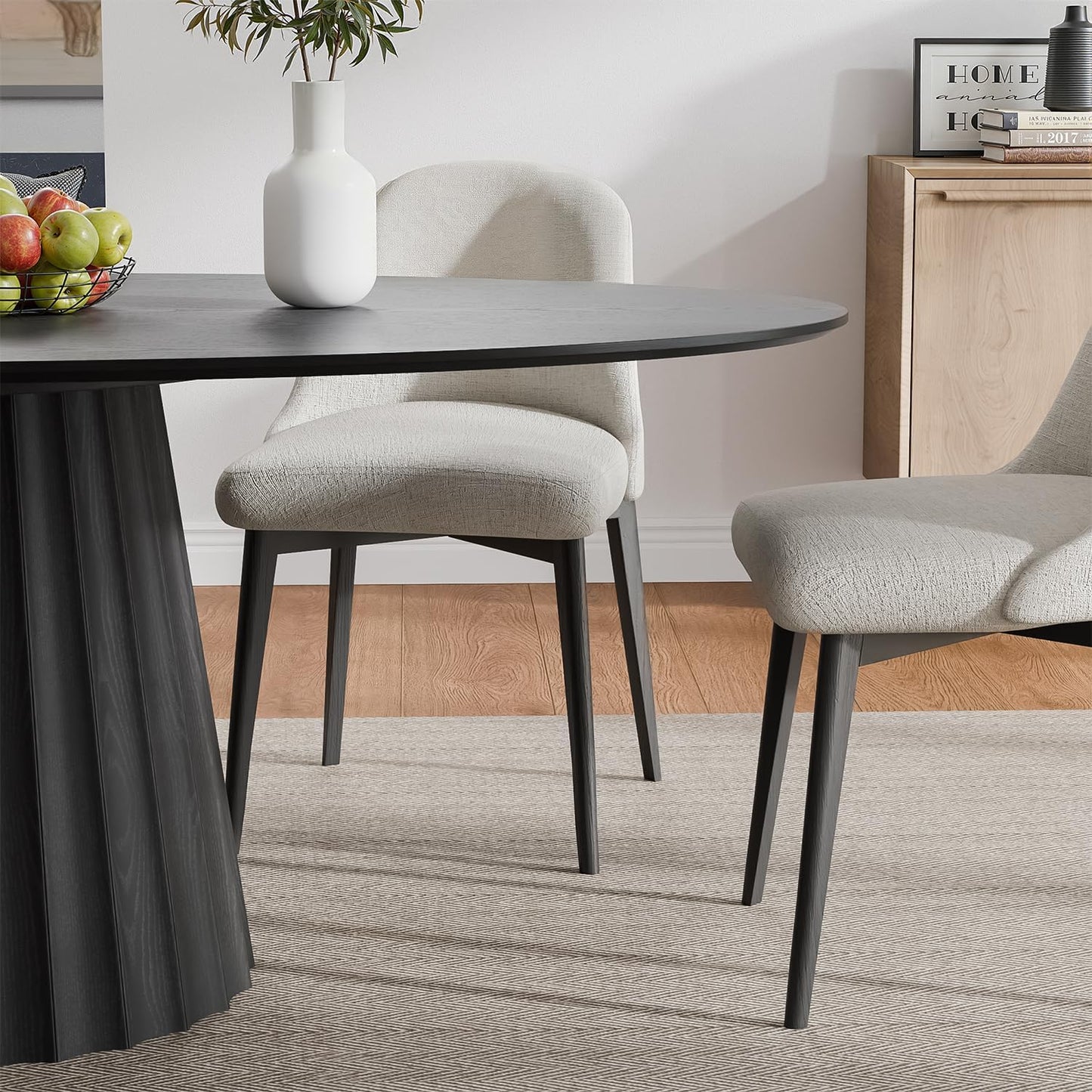 Casaphoria 67" Oval Dining Table, Modern Wood Kitchen Table with Cone Shaped Strip Convex Base for Living Room & Dining Room, Easy Assembly Farmhouse Furniture for 4-6, Black