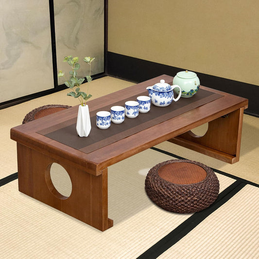 Foldable Japanese Coffee Table，Folding Japanese Floor Table，Natural Brown Coffee Table, Minimalist Tatami Table, Suitable for Living Room,Dining Room, Etc. (Natural Brown, 39.4″x19.7″x11.8″)
