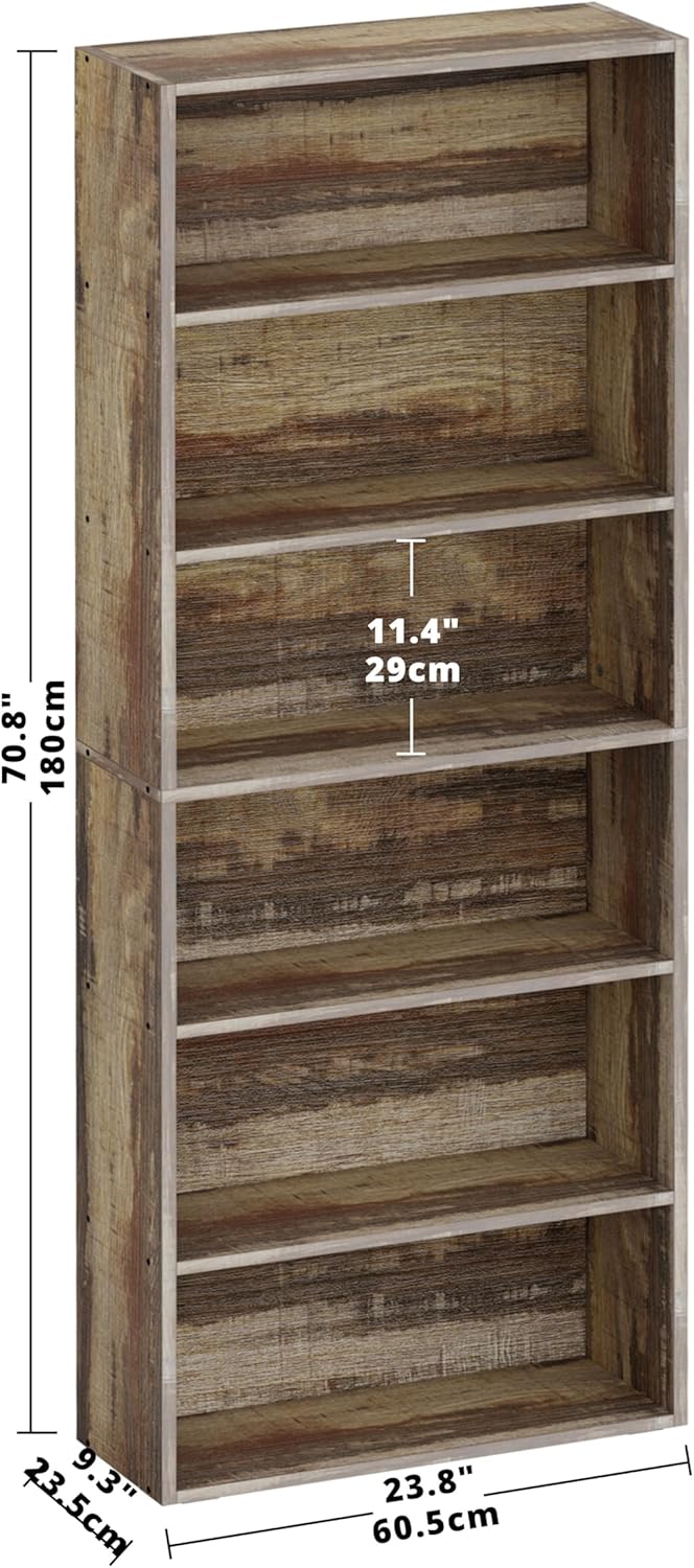 IRONCK Bookshelves and Bookcases Floor Standing 6 Tiers Display Storage Shelves 70 in Tall Bookcase Home Decor Furniture for Home Office, Living Room, Bed Room