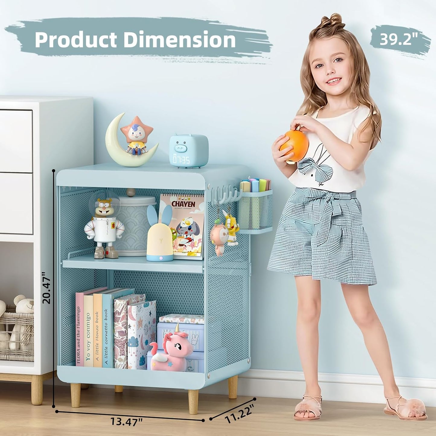 Kids Nightstand,Kids Bedside Table,Teen Girls Night Stand,Toddler Night Stand,End Table for Girls Room Storage,Mint Green Nightstand