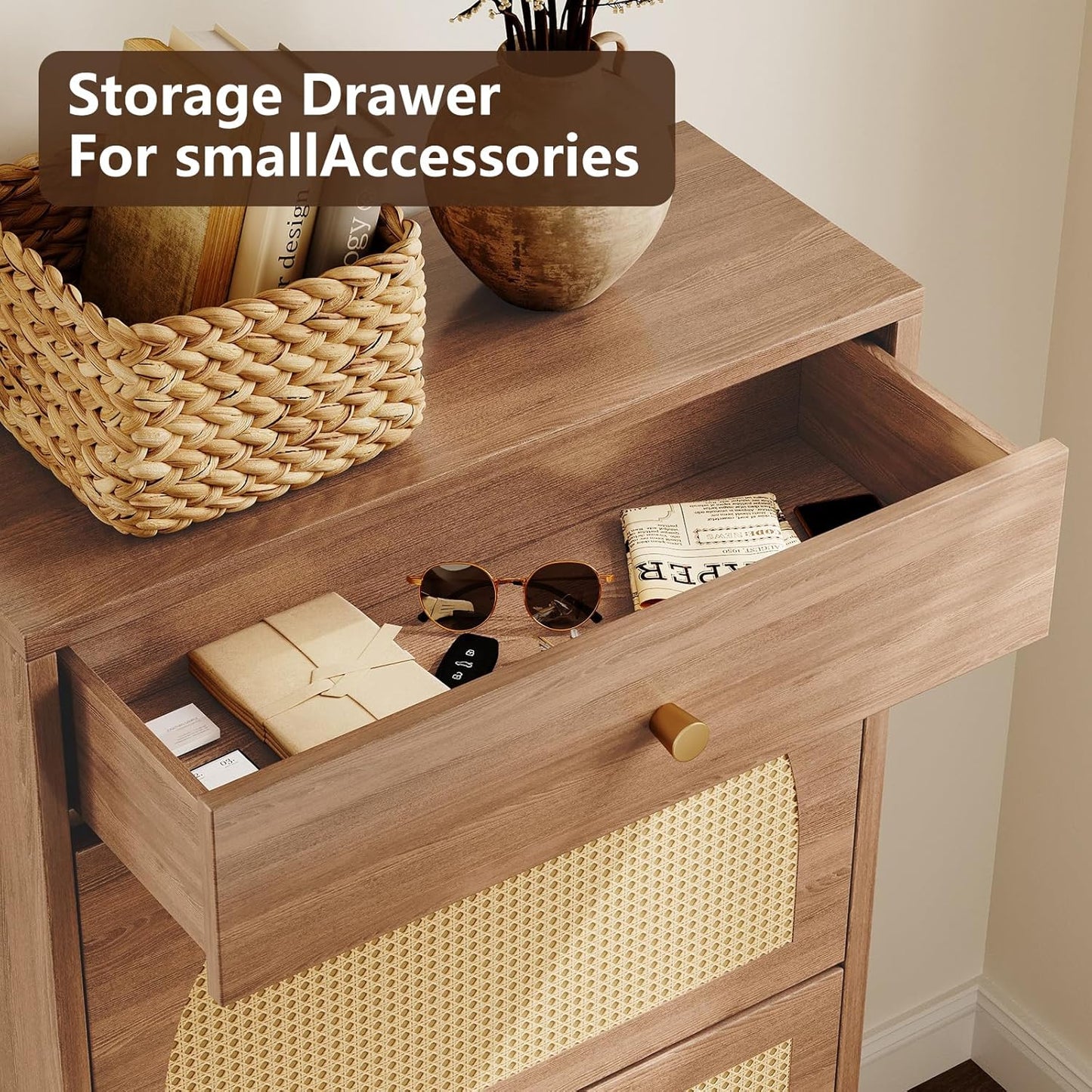 Nicetree Shoe Storage Organizer with 2 Flip Drawers and 1 Drawer, Freestanding Fluted Accent Narrow Shoe Rack, Farmhouse Shoe Cabinet with 3-Tier Adjustable Shelves for Hallway Foyer Rustic