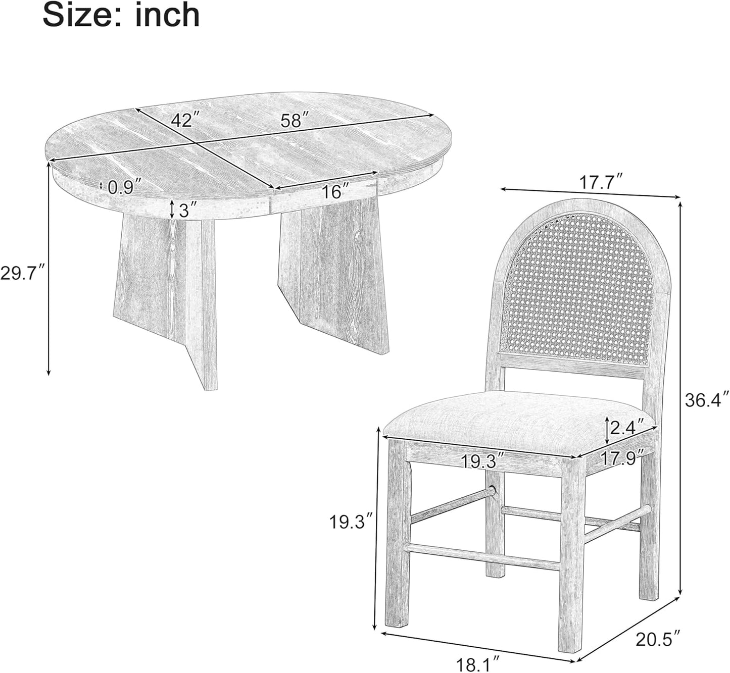 Ball & Cast Retro 5 Pieces Dining Table Set with 4 Upholstered Chairs,Kitchen Table and Chairs for 4 W/ 58" Round Extendable Kitchen Desk,for Small Space,Apartment,Dining Room,Espresso