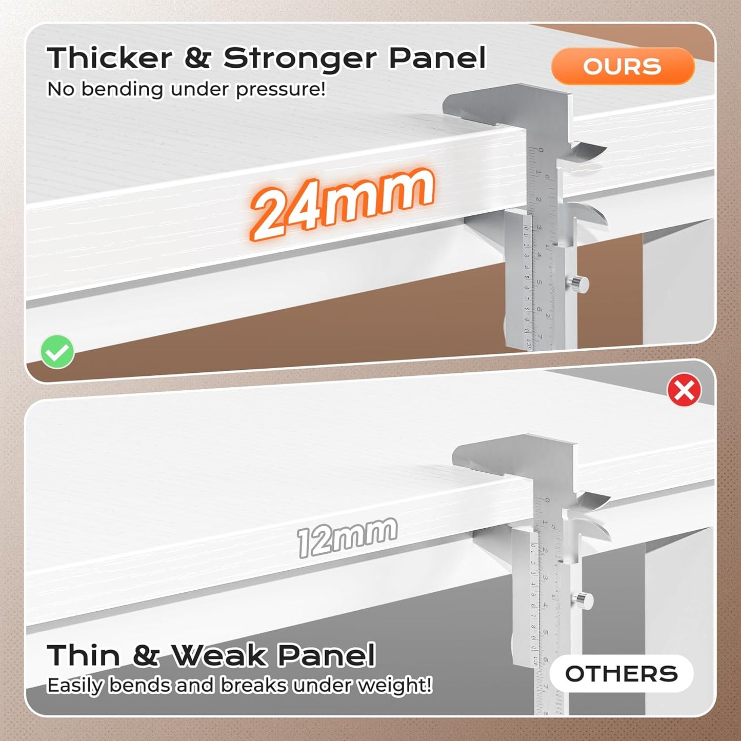 Huuger 63 Inch L Shaped Desk with Power Outlets and USB-C Port, Reversible Computer, Larger Office Corner Gaming Desk, 0.95 Inch Thicker Desktop, Metal Frame, for Home Office, Study, White