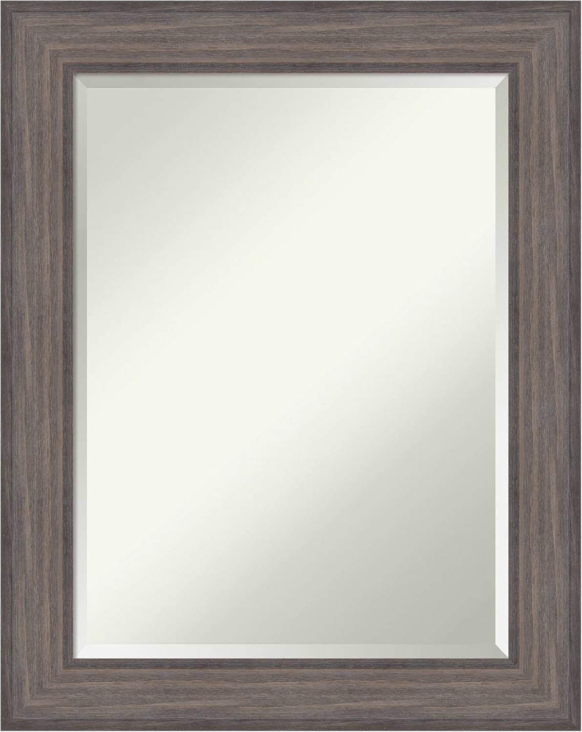 Amanti Art Grey Wall Mirror 29x23 Country Barnwood Rectangle Bathroom Mirror for Wall Decor Living Room, Medium Rustic Farmhouse Wood Frame, Hangs Horizonally and Vertically, Bathroom Decor, Beveled