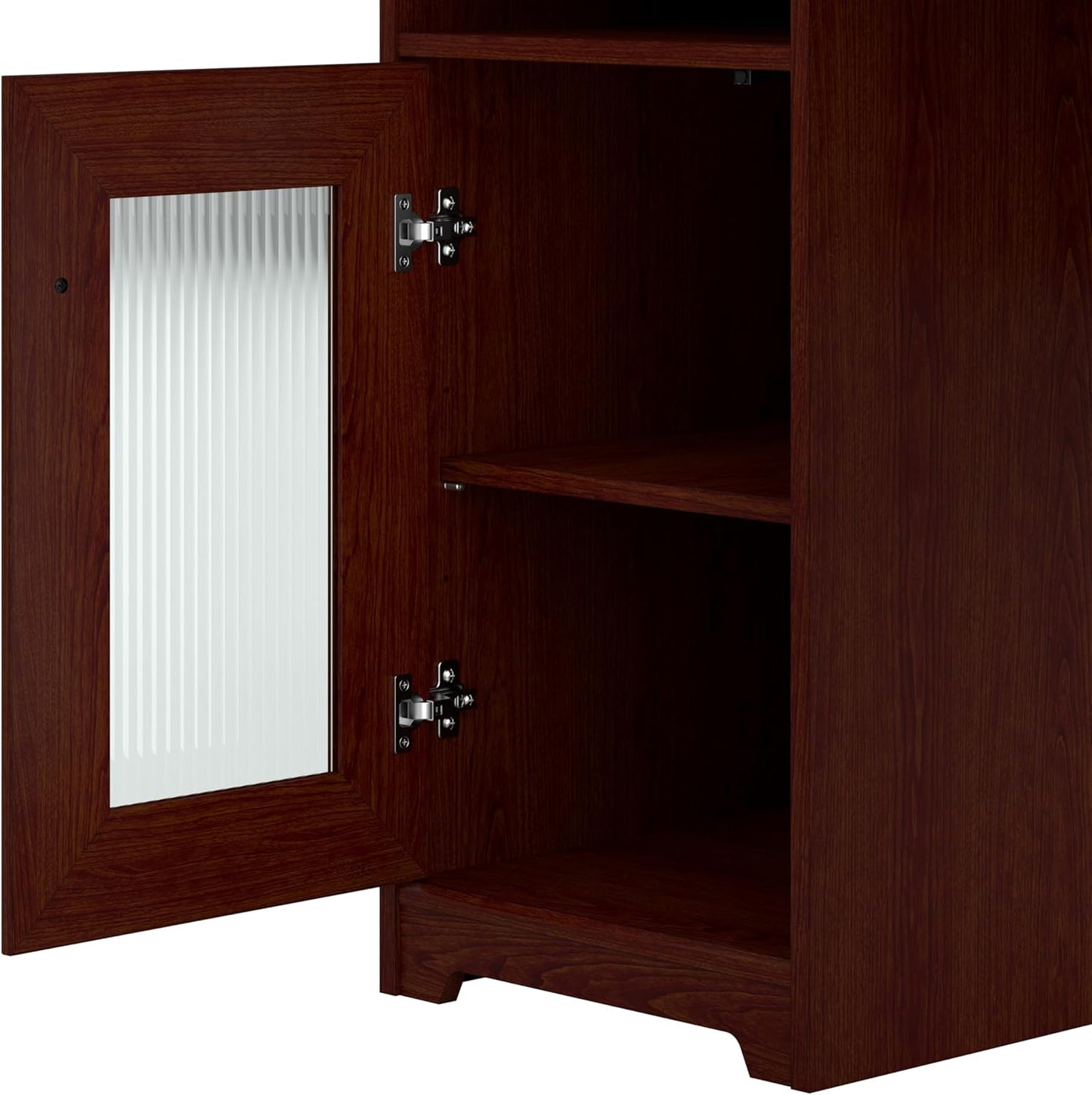 Bush Furniture Cabot L Shaped Computer Hutch, Corner Desk with Storage for Home Office, 60W, Harvest Cherry