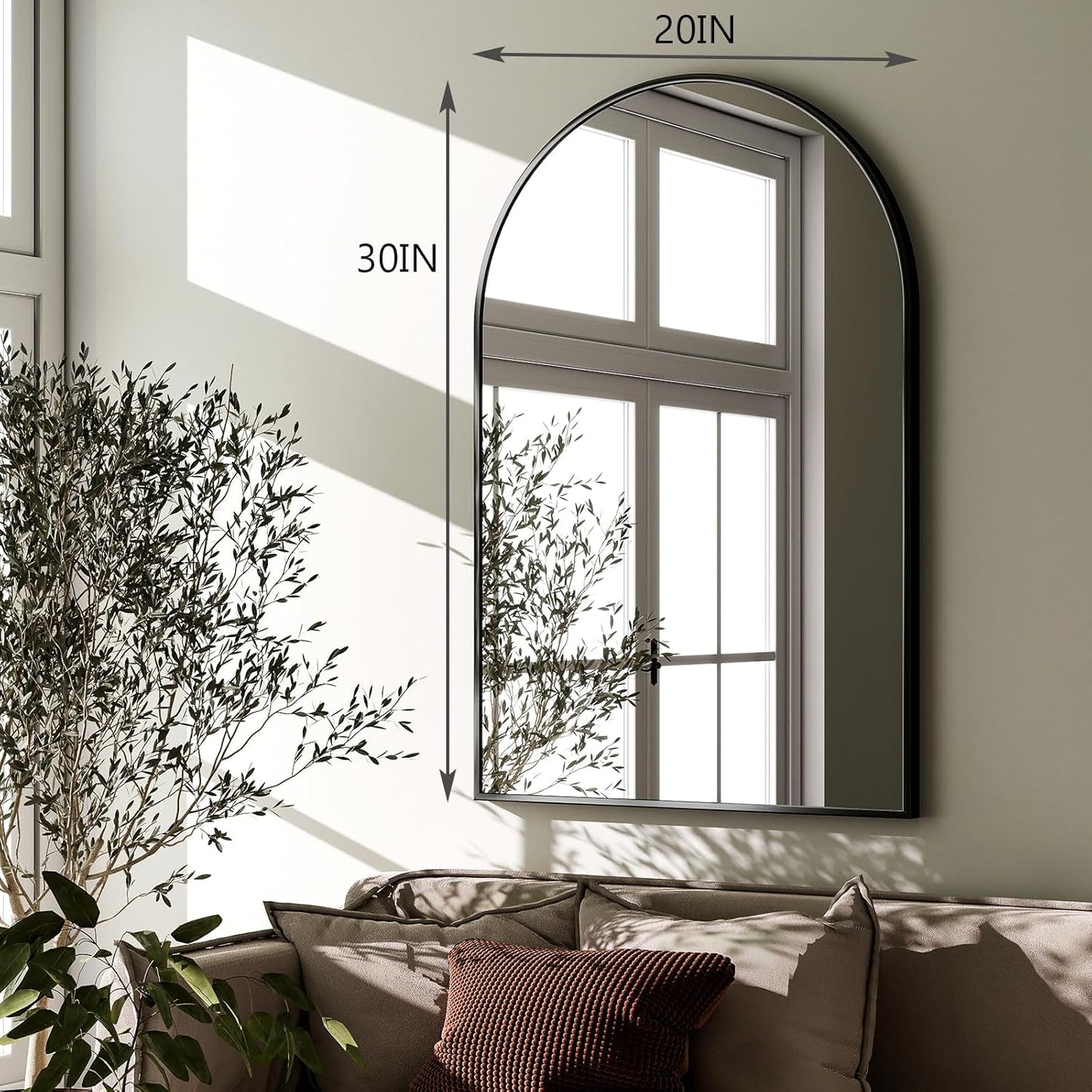 HARRITPURE 20"x30" Arched Bathroom Mirror - Wall Mounted Mirror - Black Arch Mirror - Aluminum Alloy Frame Bathroom Mirror Living Room, Bedroom and Entryway